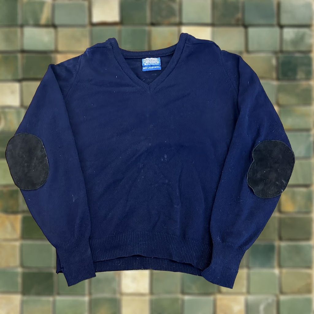 Pendleton VINTAGE Pendleton Lambswool V Neck Sweater M Navy Men Pullover 80s USA Size US M / EU 48-50 / 2 - 1 Thumbnail