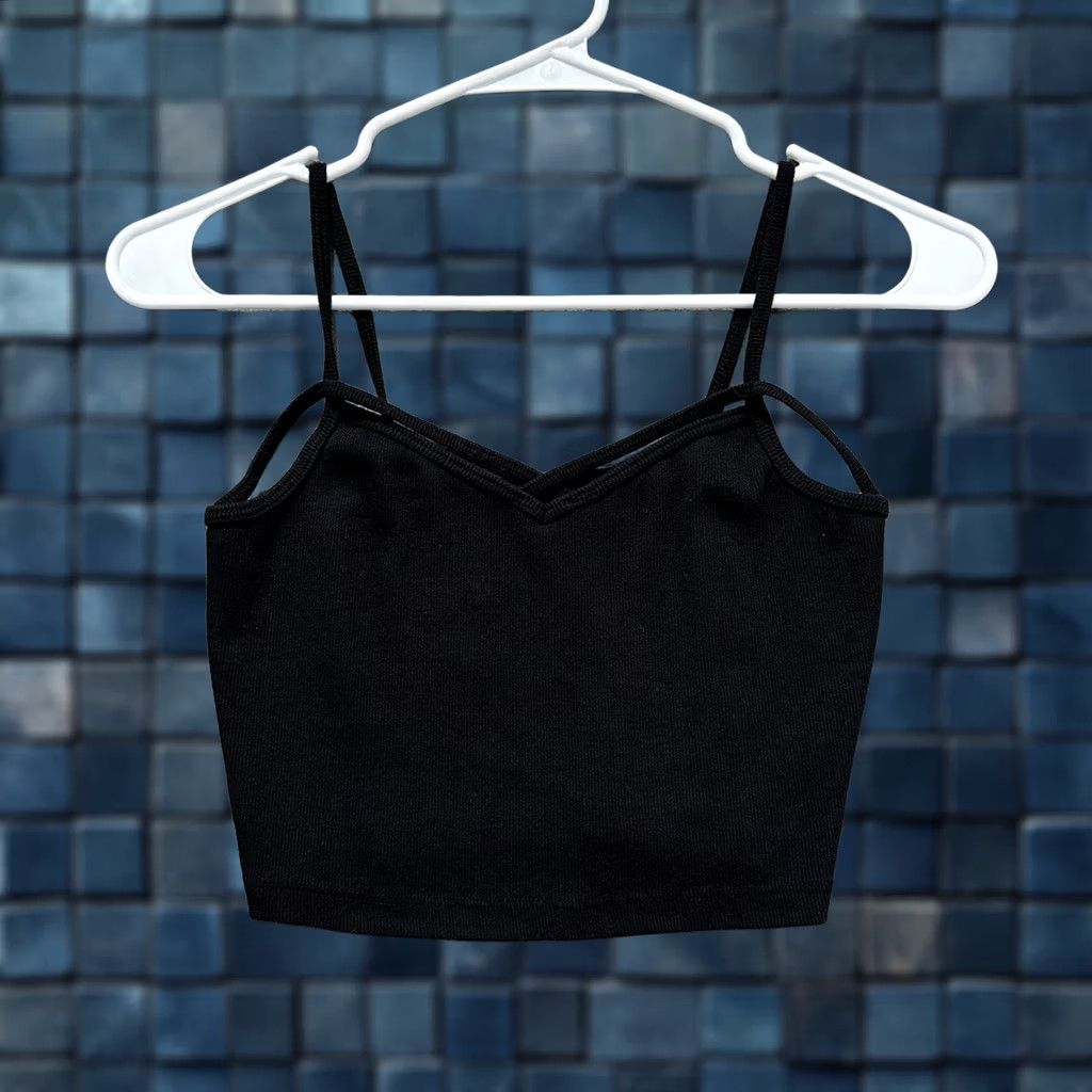 Aeropostale Aeropostale Cropped Cami Top Womens Small Black Spaghetti Strap Stretch Size S / US 4 / IT 40 - 1 Thumbnail