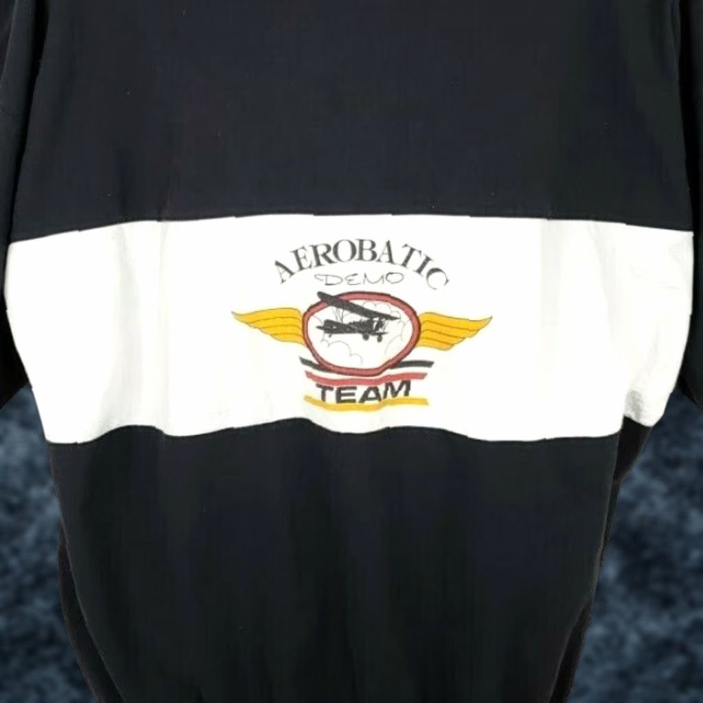 Vintage VINTAGE Aerobatic Demo Team T Shirt Mens XL 80s Made In USA Black Cotton Blend Crew Neck Short Sleeve Graphic Tee Flight 80s Mens Size US XL / EU 56 / 4 - 1 Thumbnail
