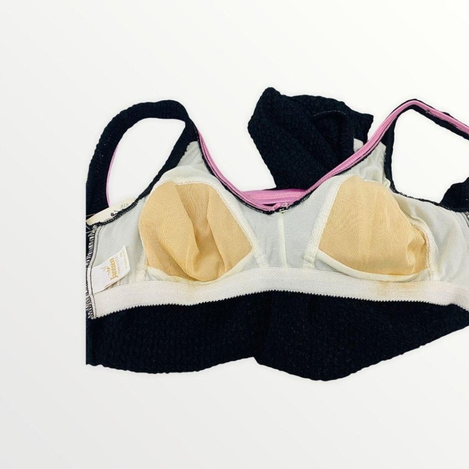 Jantzen Vintage Jantzen One Piece Swimsuit Solid Black Pink Belted Size ONE SIZE - 5 Thumbnail