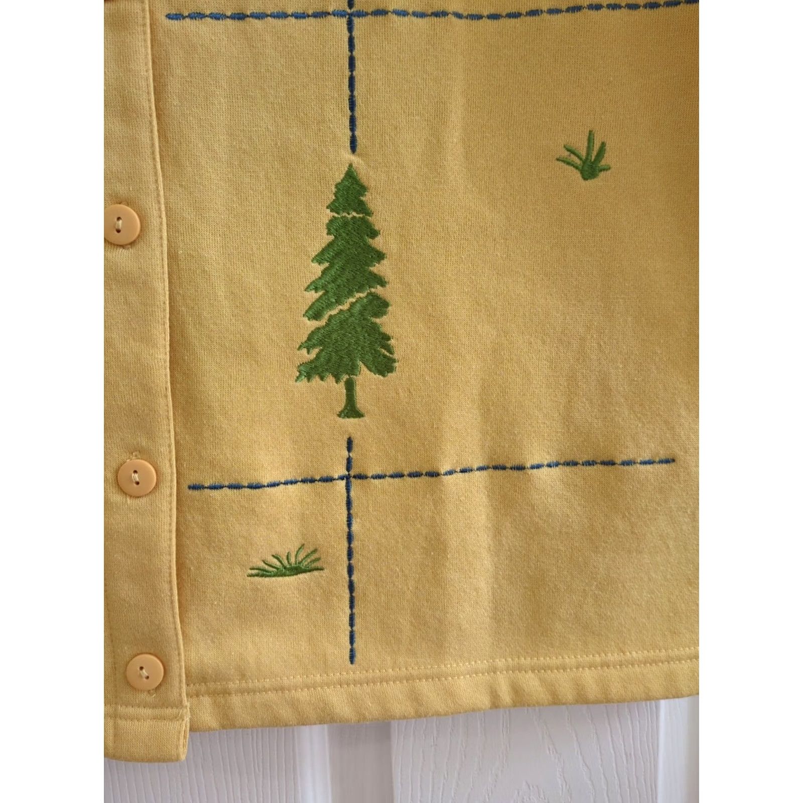 Vintage Shenanigans Vest 90s Yellow Sleeveless Petite Women PS Animal Embroidered Cottagecore Tree Size S / US 4 / IT 40 - 5 Thumbnail