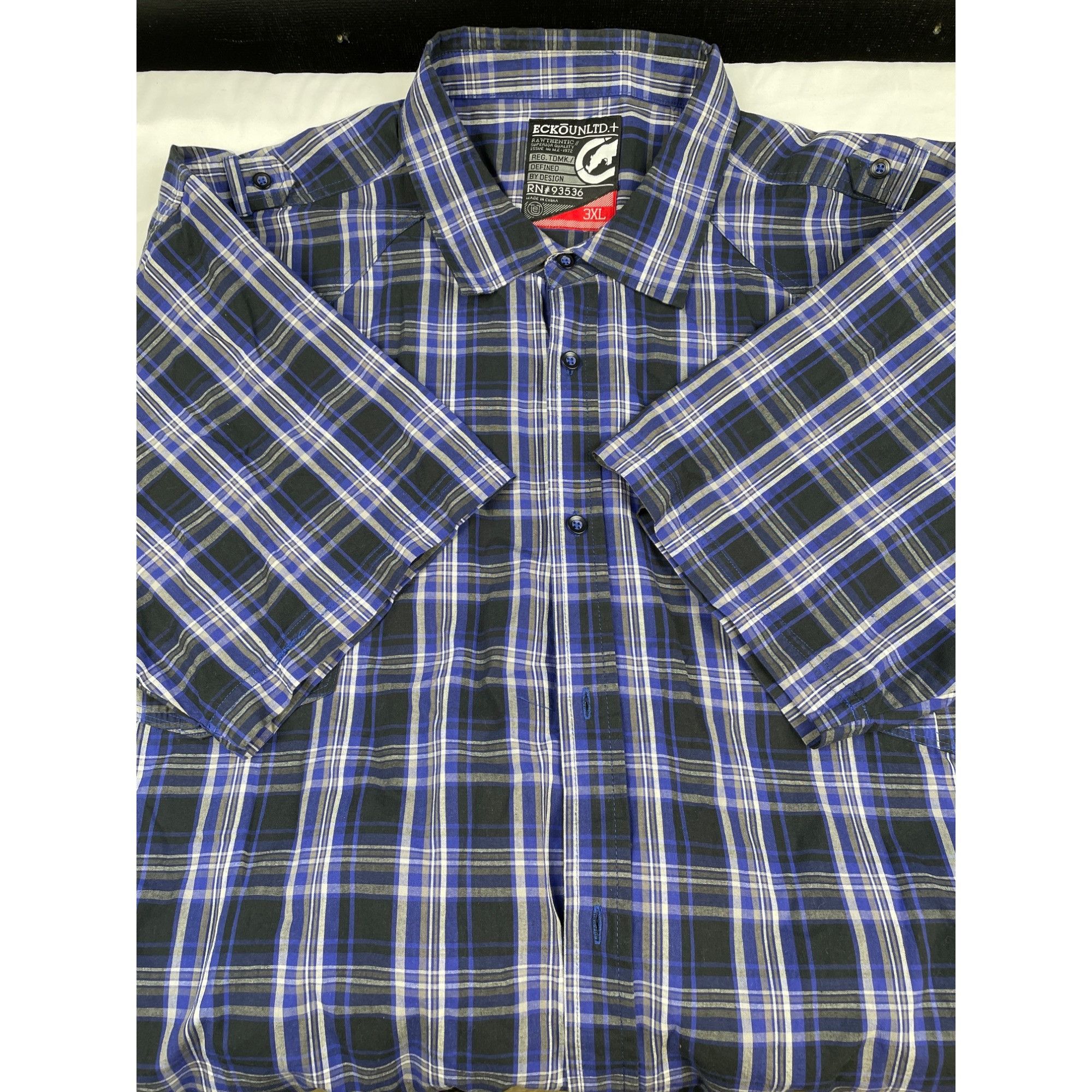 Other Ecko Ltd Men's Blue Checkered Short Sleeve Button up Size 3x Size US XXL / EU 58 / 5 - 6 Thumbnail