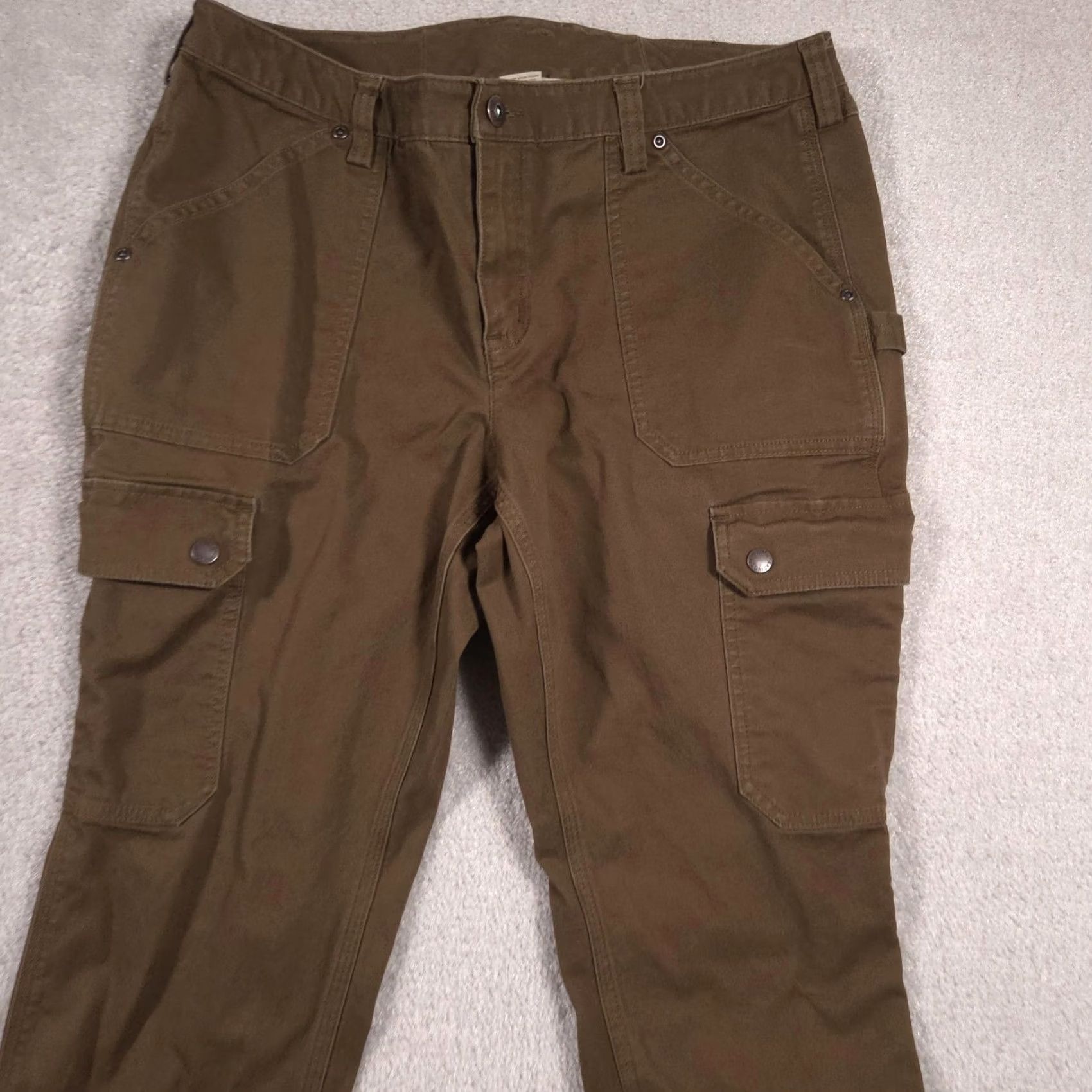 Duluth Trading Company Duluth Trading Co Cargo Pants Womens 12x29 Brown Twill Straight Leg Utility, Casual, Workwear, Pockets, Stretch, Full Zip Fly Women’s Pants Size 34" / US 12 / IT 48 - 3 Thumbnail