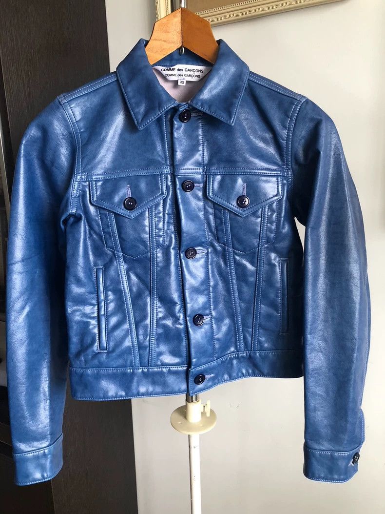 Comme des Garcons Comme Des Garcons Blue Leather Coat Size XS / US 0-2 / IT 36-38 - 9 Thumbnail