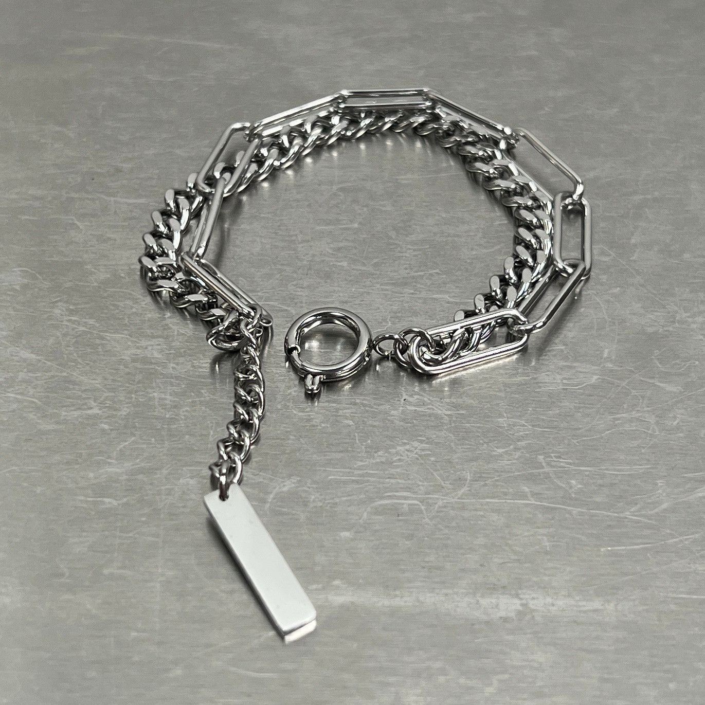Jewelry × Vintage Double chain fashion men's silver titanium steel bracelet Size ONE SIZE - 3 Thumbnail
