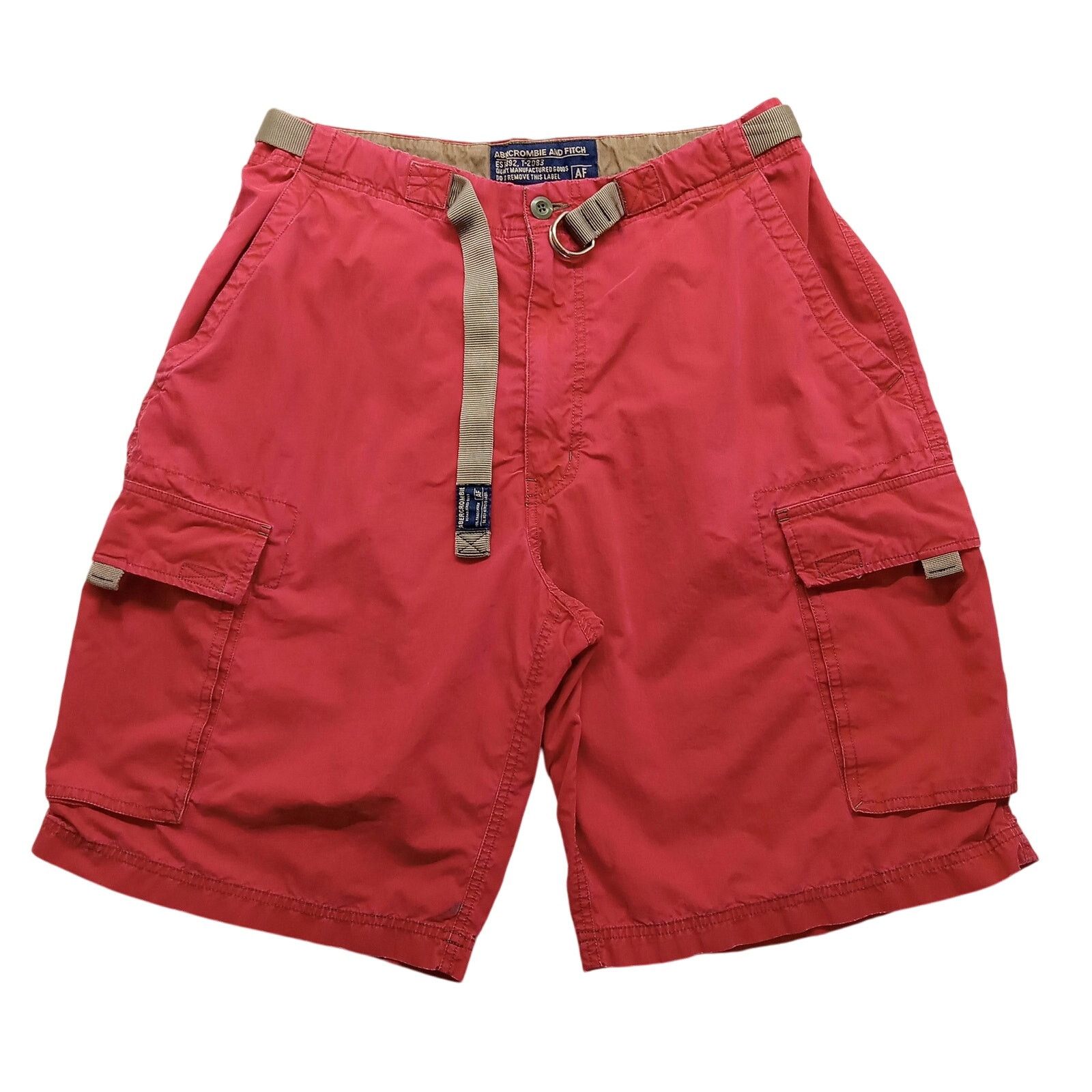 Abercrombie & Fitch Abercrombie And Fitch Cargo Shorts M Mens Baggy Y2K Belt Red Size US 34 / EU 50 - 1 Thumbnail