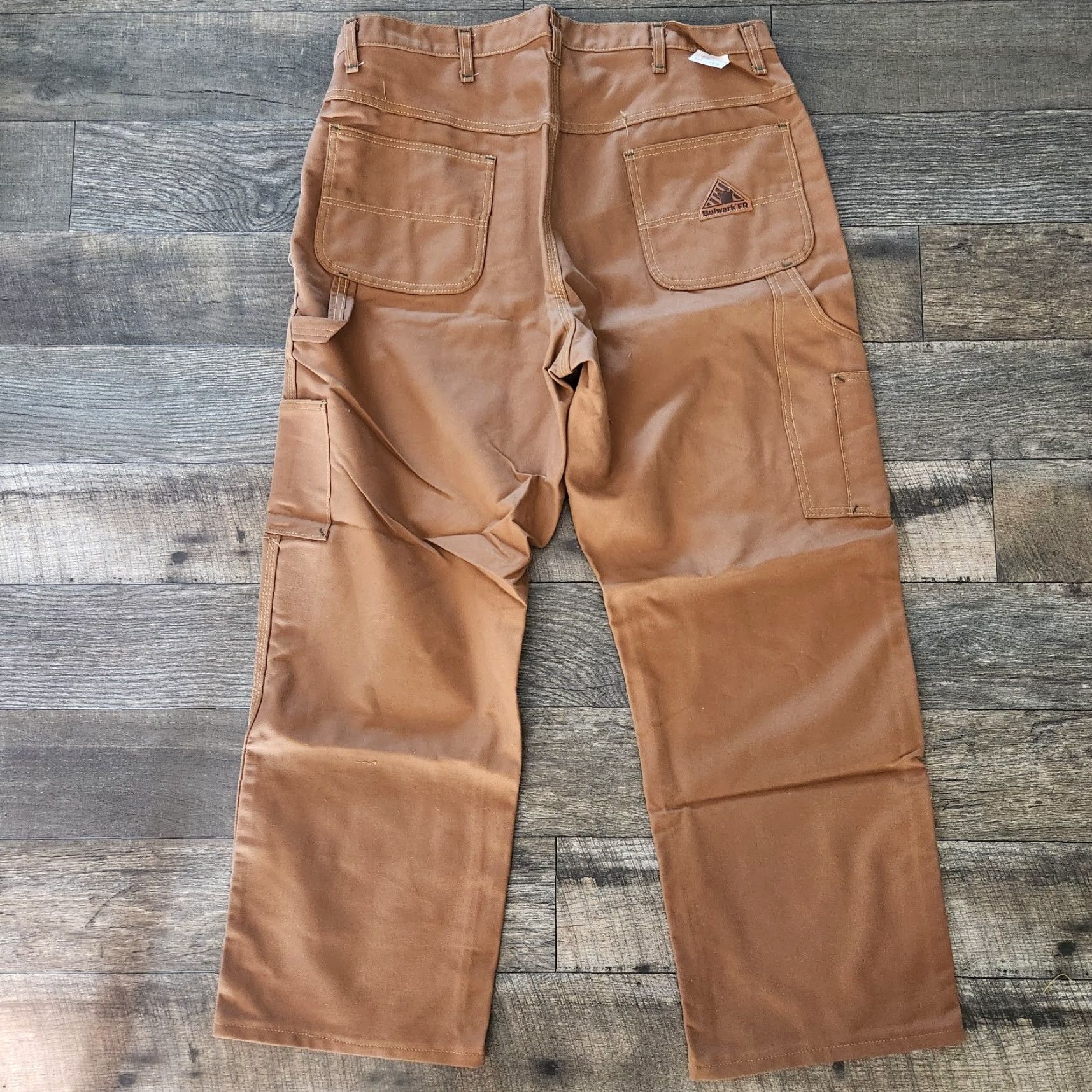 Vintage Bulwark FR Carpenter Pants 40x30 Canvas Duck Brown Durable Utility Pockets Work Mens Jeans Regular 40 Inseam 30 Straight" Size US 40 / EU 56 - 6 Thumbnail