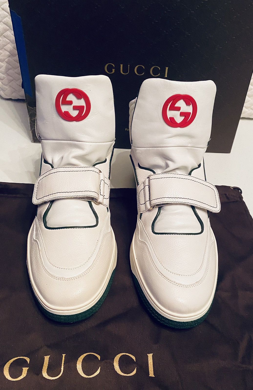 Gucci Gucci 🇮🇹 Barkleys GG Leather Hi Top Sneakers 11 NEW VINTAGE Size US 11 / EU 44 - 4 Thumbnail