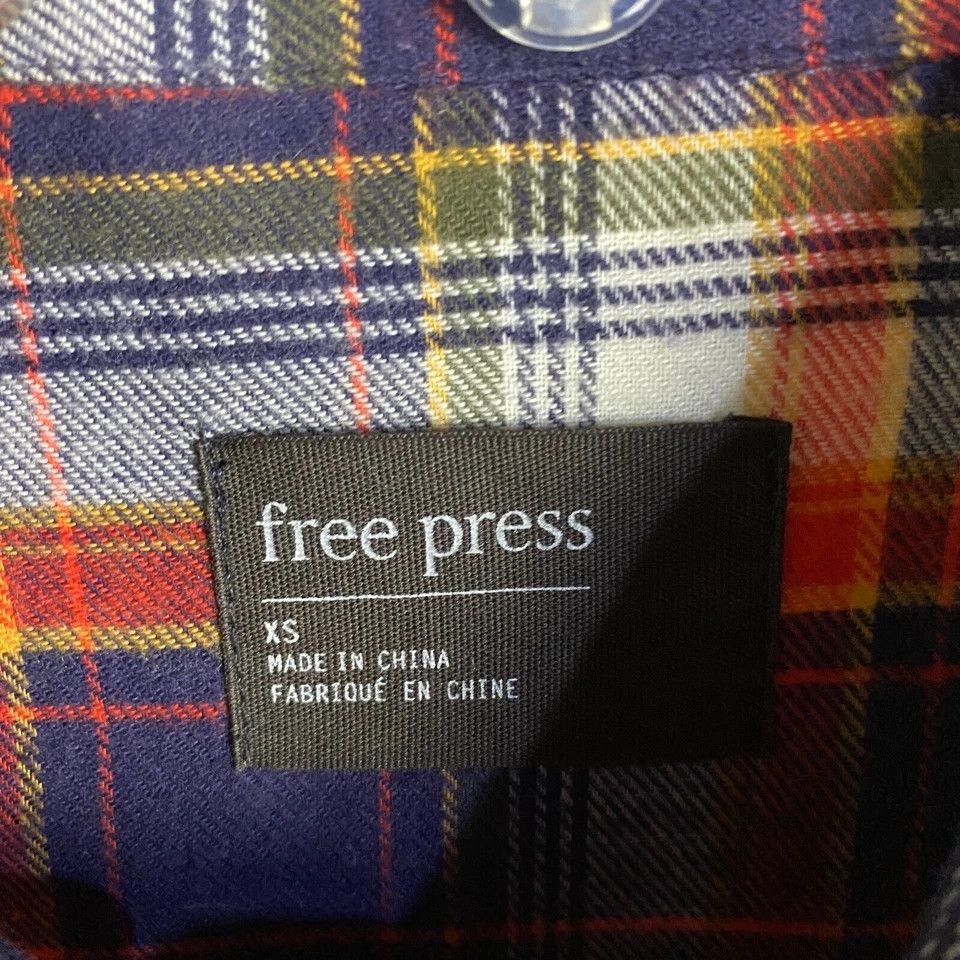 Other Free Press Button Up Top Women's XS Plaid Long Sleeve Cotton Size XS / US 0-2 / IT 36-38 - 2 Thumbnail