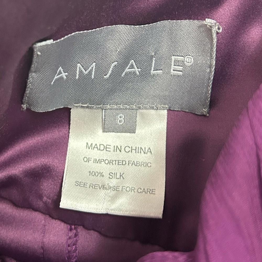 Designer Amsale l 100% Silk Purple Halter Maxi Gown Size 8 Size M / US 6-8 / IT 42-44 - 8 Thumbnail