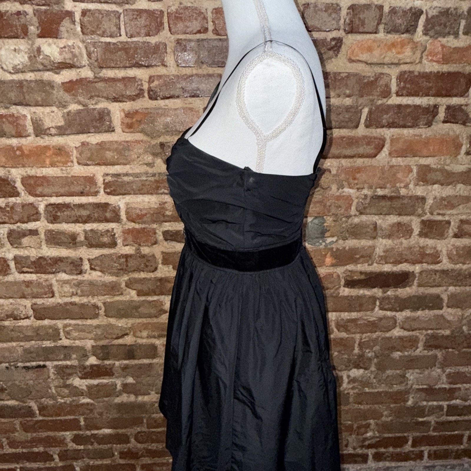 MAX&Co. Y2K Vibe Dress Sz 4 Black Taffeta Jewel Velvet Milkmaid Goth Size S / US 4 / IT 40 - 4 Thumbnail