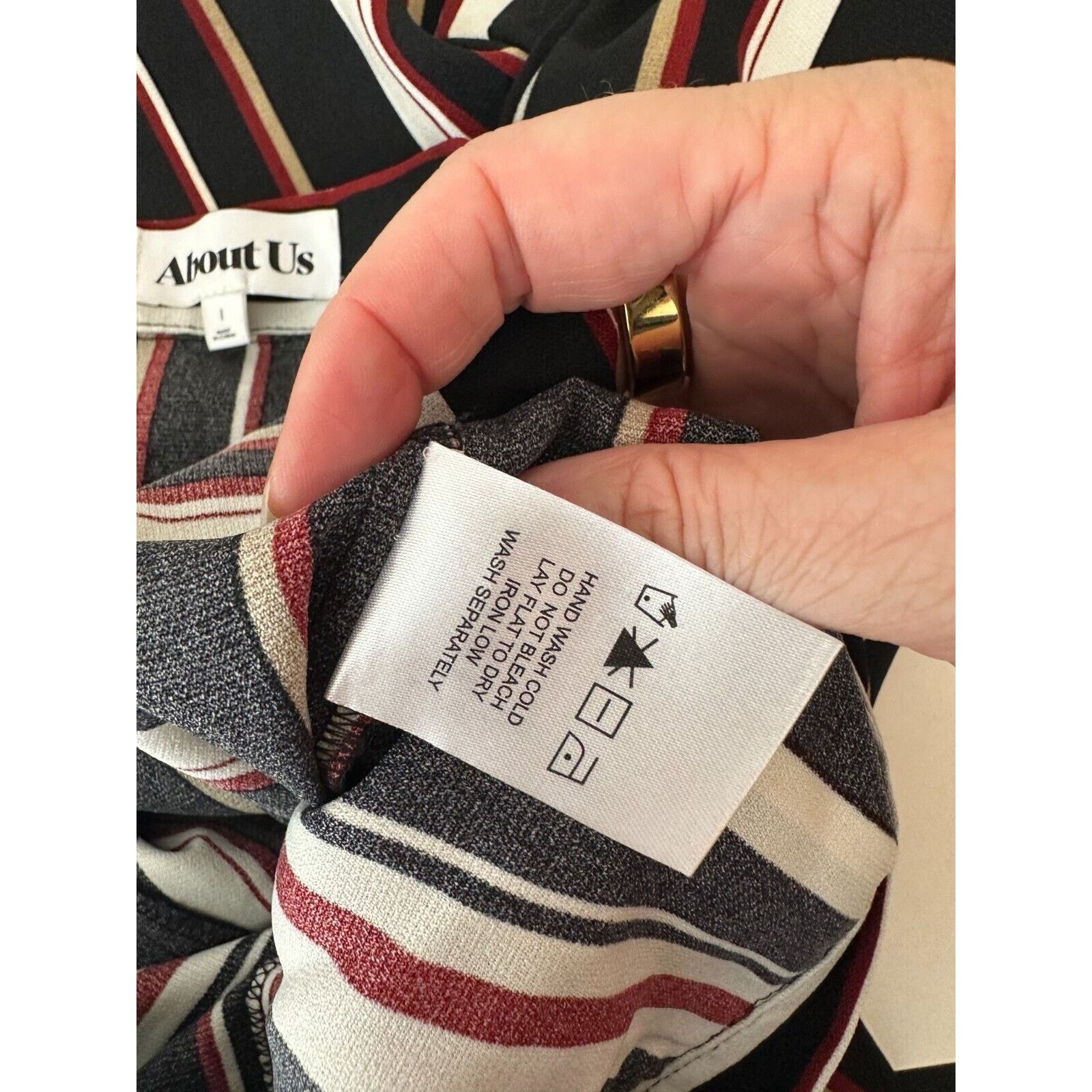 Other About Us Lenny Stripe Pants Flare Trousers Back Zip Pockets Size 36" / US 14 / IT 50 - 9 Thumbnail