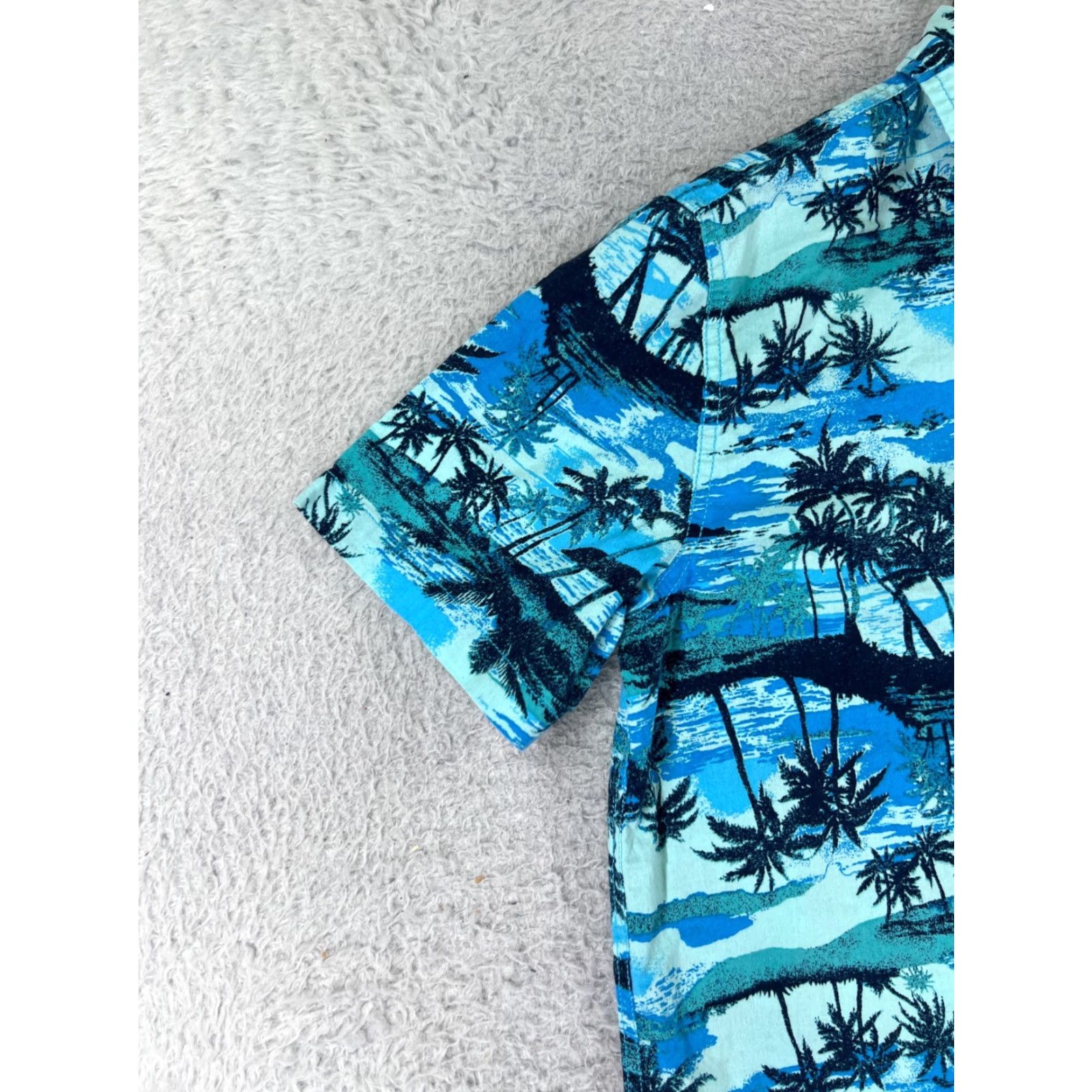 Cherokee Cherokee Shirt Mens XL Blue Palm Island Print Button Up Hawaiian Cotton Size US XL / EU 56 / 4 - 6 Thumbnail