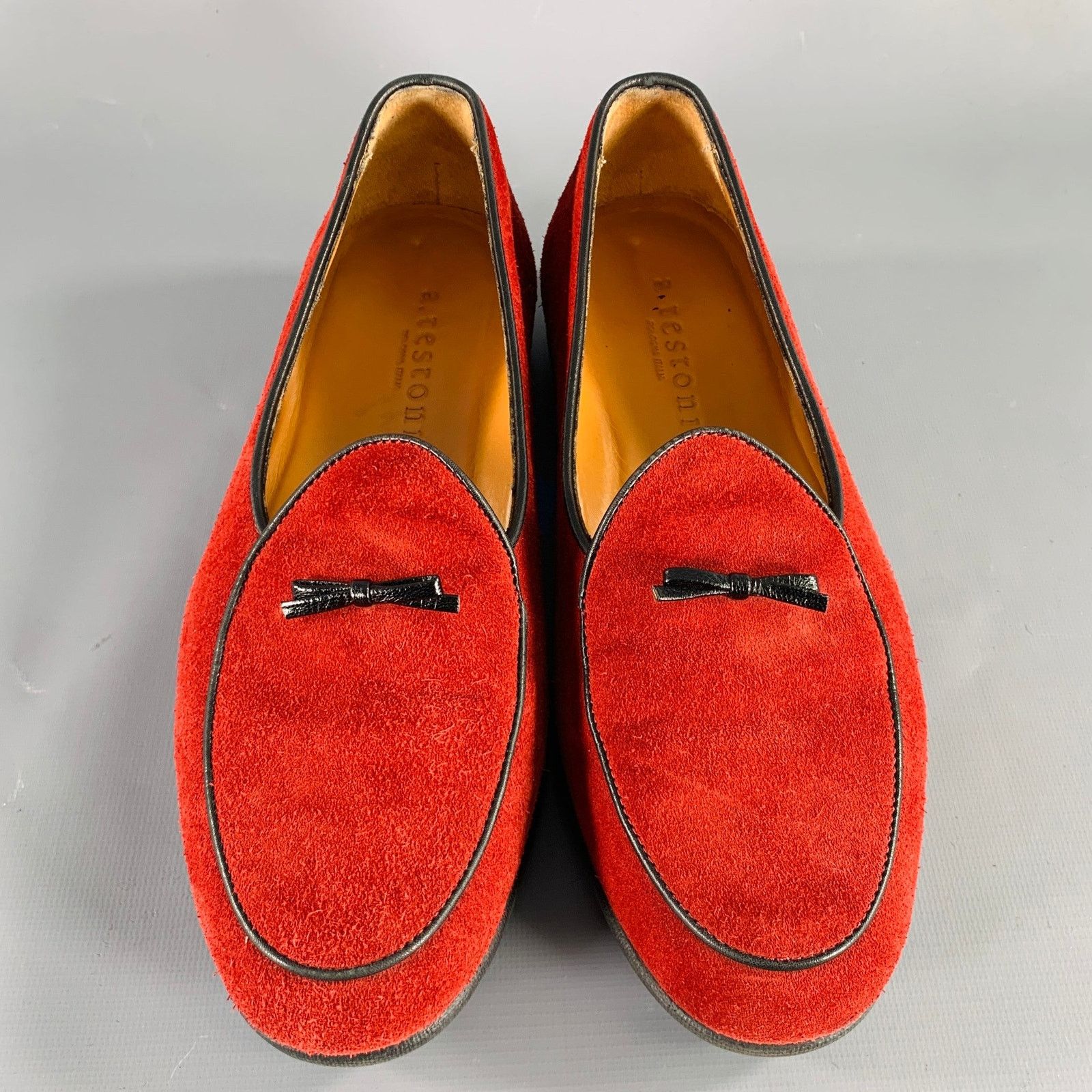 Testoni 8 Burgundy Black Contrast Trim Suede Slip On Loafers Size US 8 / EU 41 - 4 Thumbnail