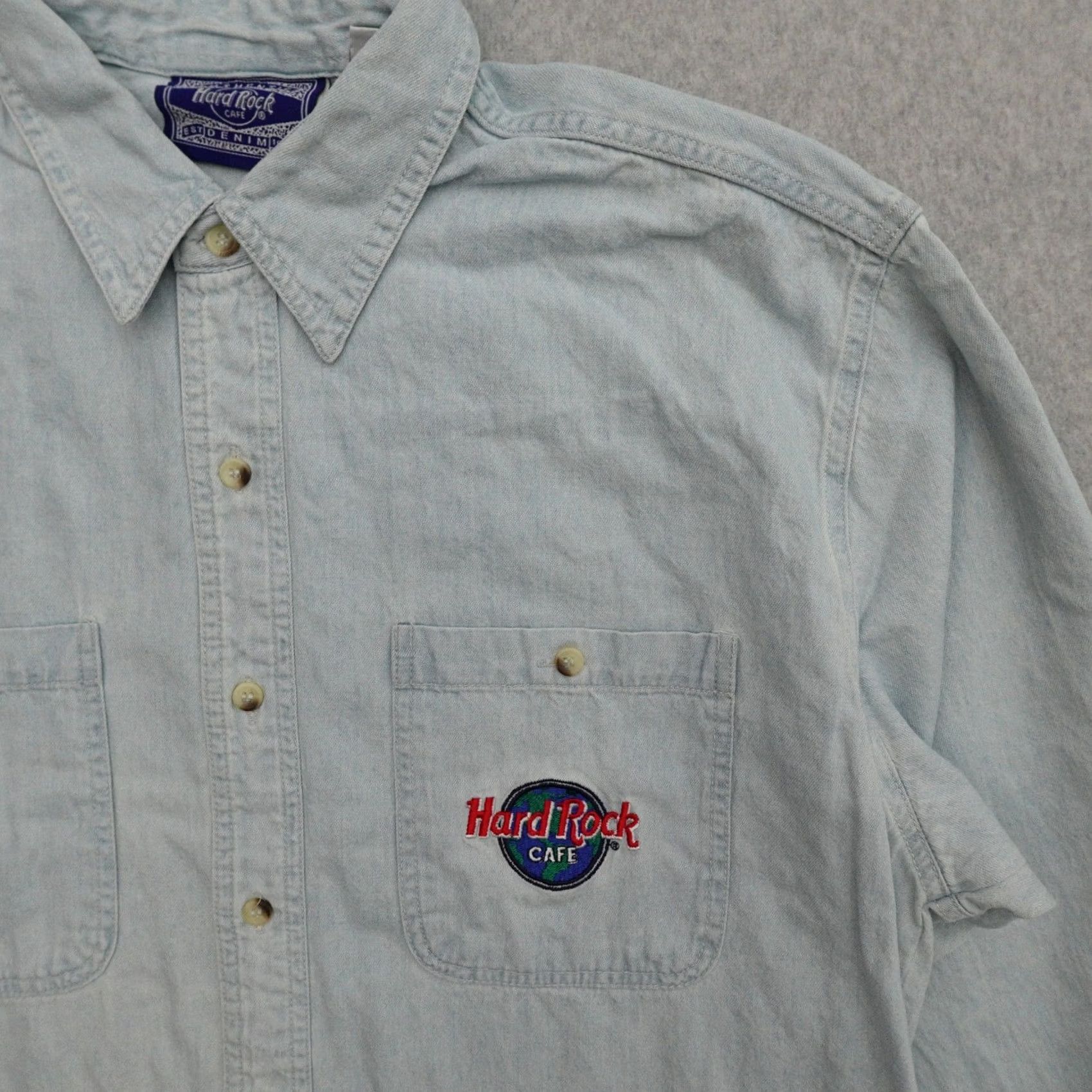 Hard Rock Cafe Vintage Hard Rock Cafe Shirt Denims Long Sleeve Button-Up Small Adult Blue 90s Mens Slim Regular XS-27 23X27 Size US S / EU 44-46 / 1 - 4 Thumbnail