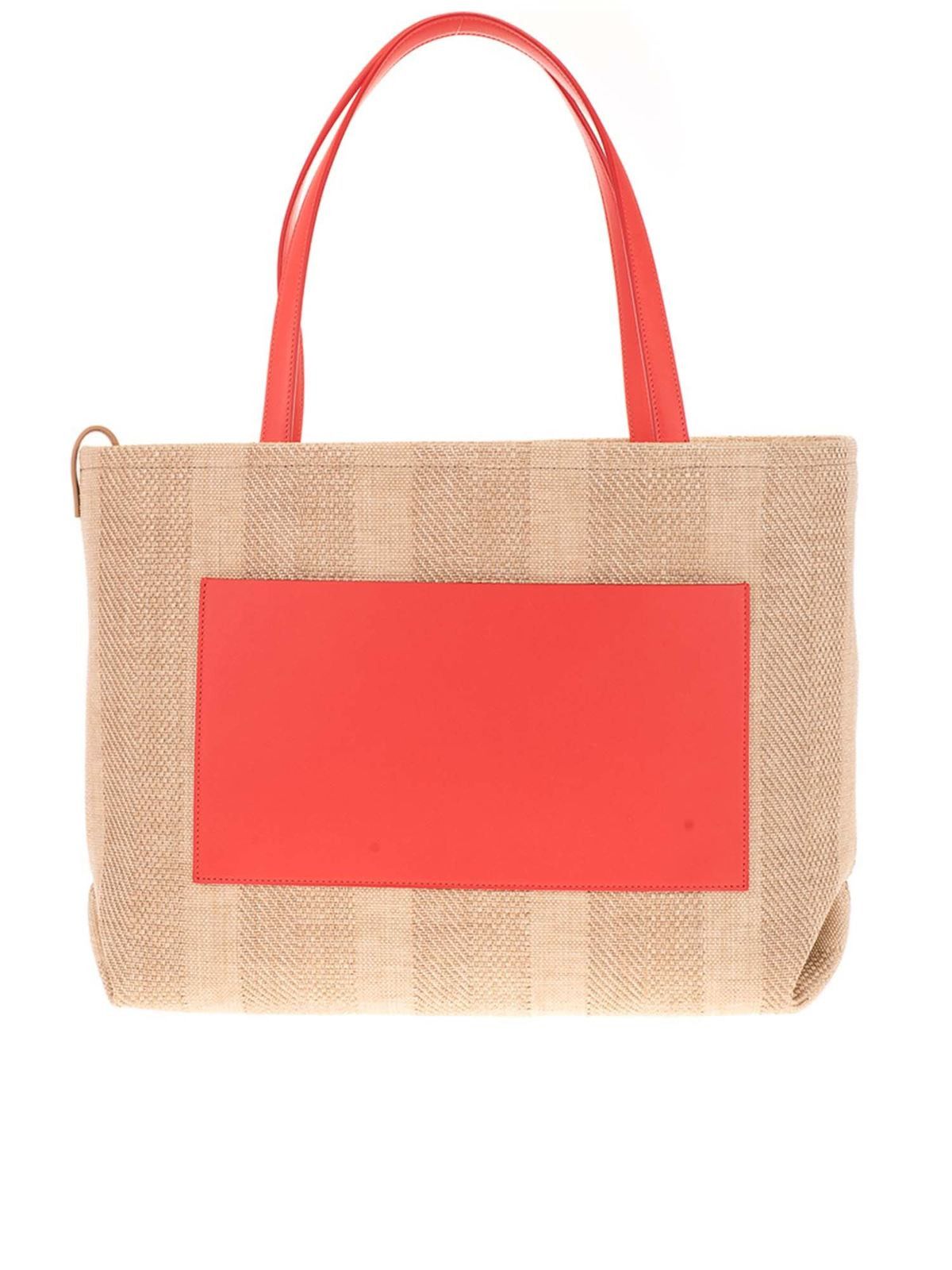 Loro Piana o1srvl11e0924 Size: / OS Tote Bag in Beige/Red Size ONE SIZE - 1 Thumbnail