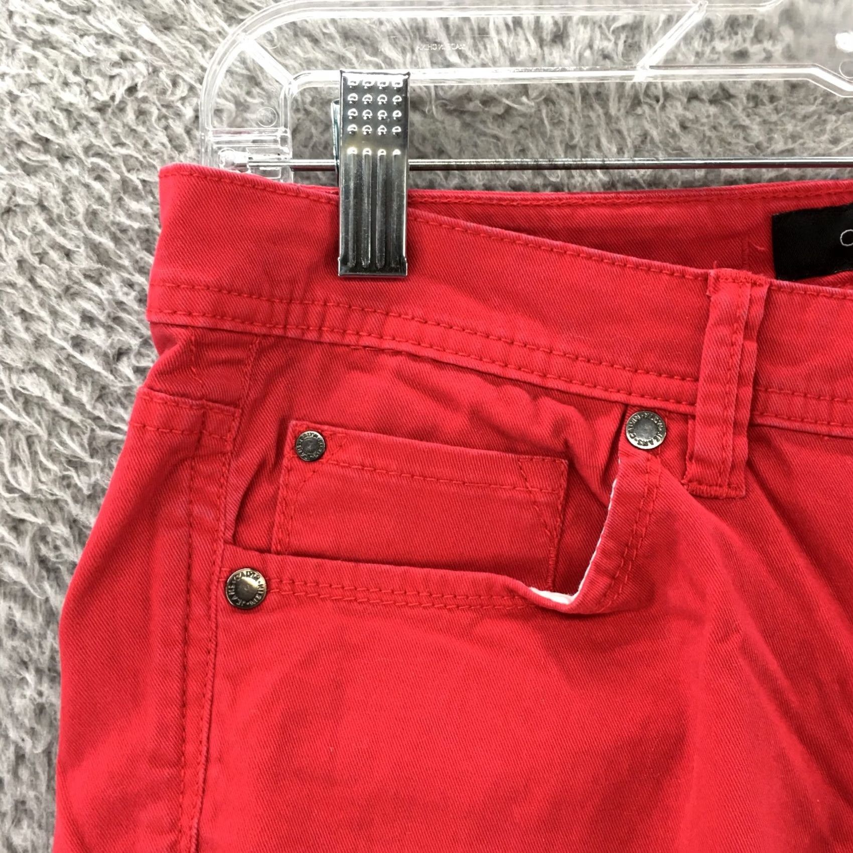 Calvin Klein Calvin Klein Skinny Crop Pants Womens 6 Red Mid Rise 5 Pockets Flat Front Casual Size 28" / US 6 / IT 42 - 3 Thumbnail
