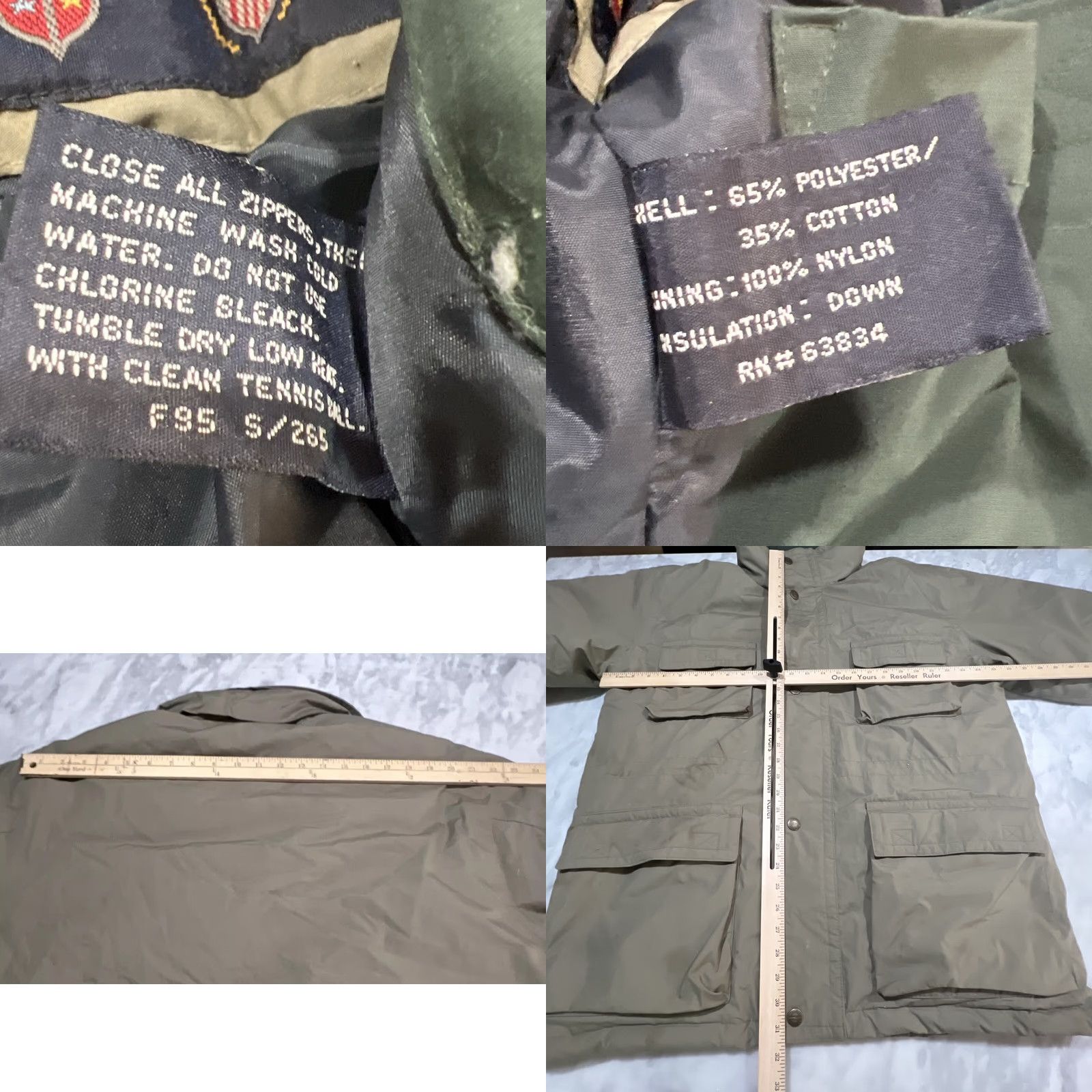 Vintage Aviator International Jacket Mens XL Winter Down Filled Hood Shell Cotton Polyester Khaki Bomber Jacket Regular Fit Mid-Length Zip Front Size US XL / EU 56 / 4 - 9 Thumbnail