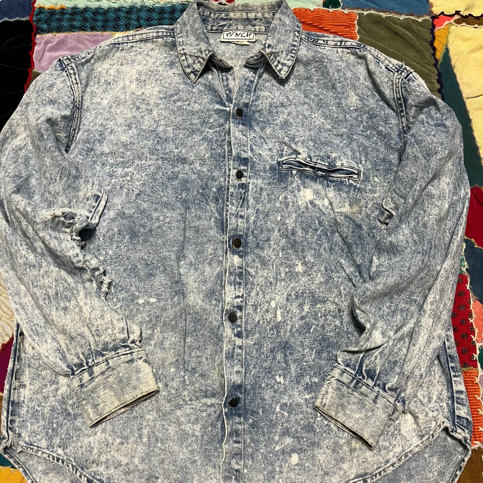 Other Vintage Pinch Denim Acid Washed Button Up Long Sleeve M / L Size US L / EU 52-54 / 3 - 1 Thumbnail