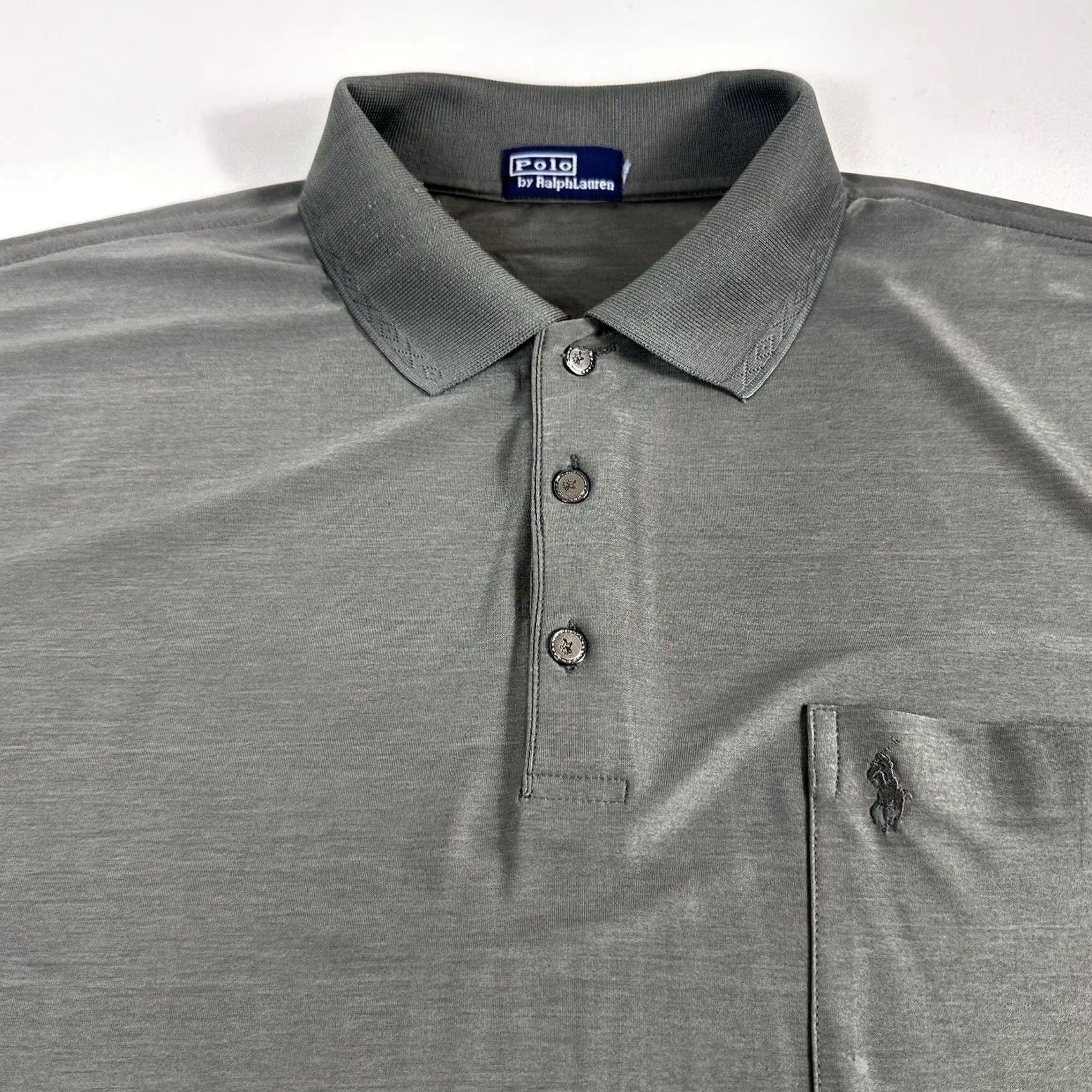 Polo Ralph Lauren VINTAGE Polo Ralph Lauren Polo Shirt Mens XL Gray 100% Silk Short Sleeve Size US XL / EU 56 / 4 - 4 Thumbnail