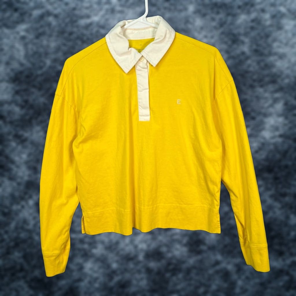 Everlane Everlane Polo Shirt Womens XS Organic Cotton Yellow w/ White Collar Shirt Size XS / US 0-2 / IT 36-38 - 1 Thumbnail