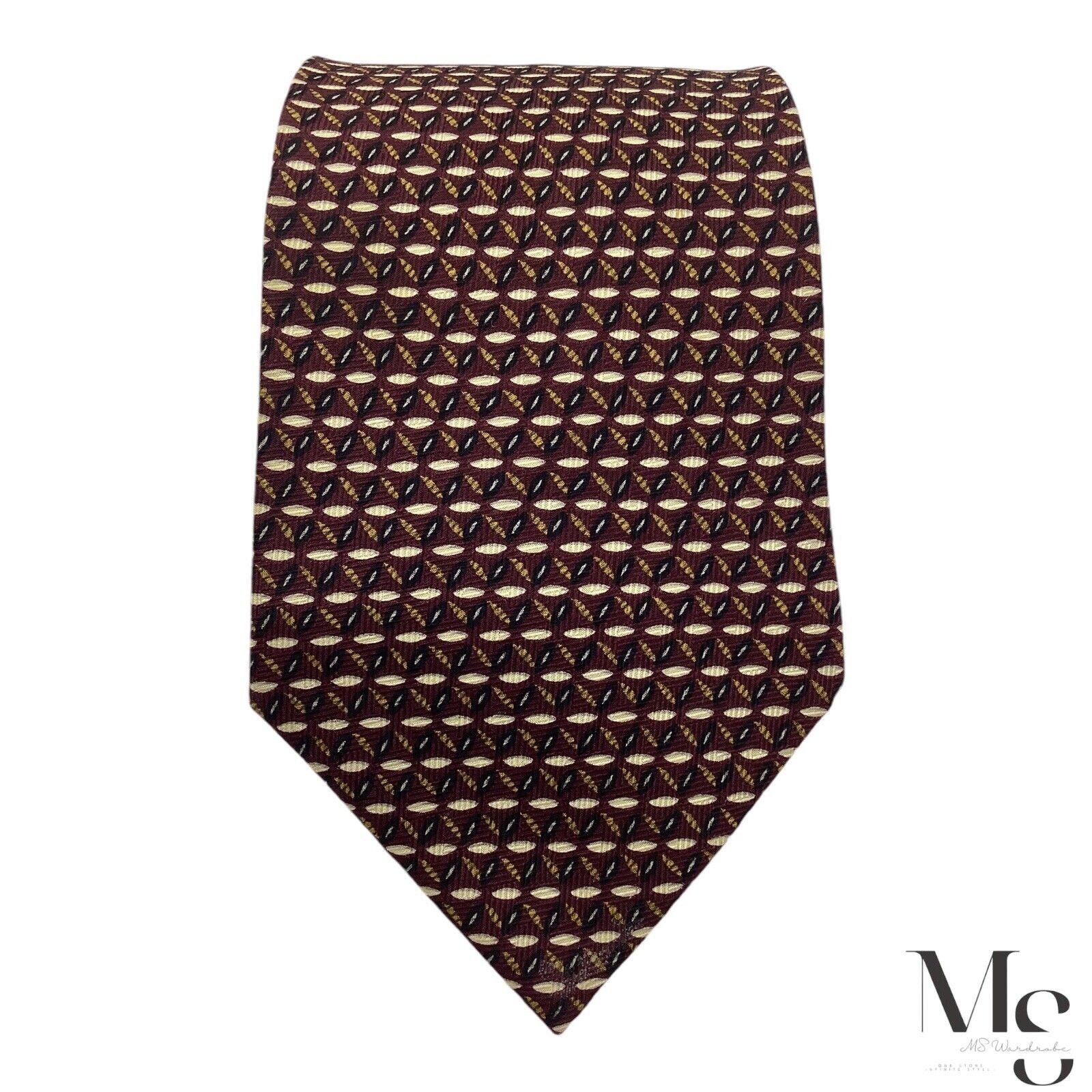 Ecco ECHO Burgundy Geometric Silk Tie Made In Italy W: 4" EX COND Size ONE SIZE - 3 Thumbnail