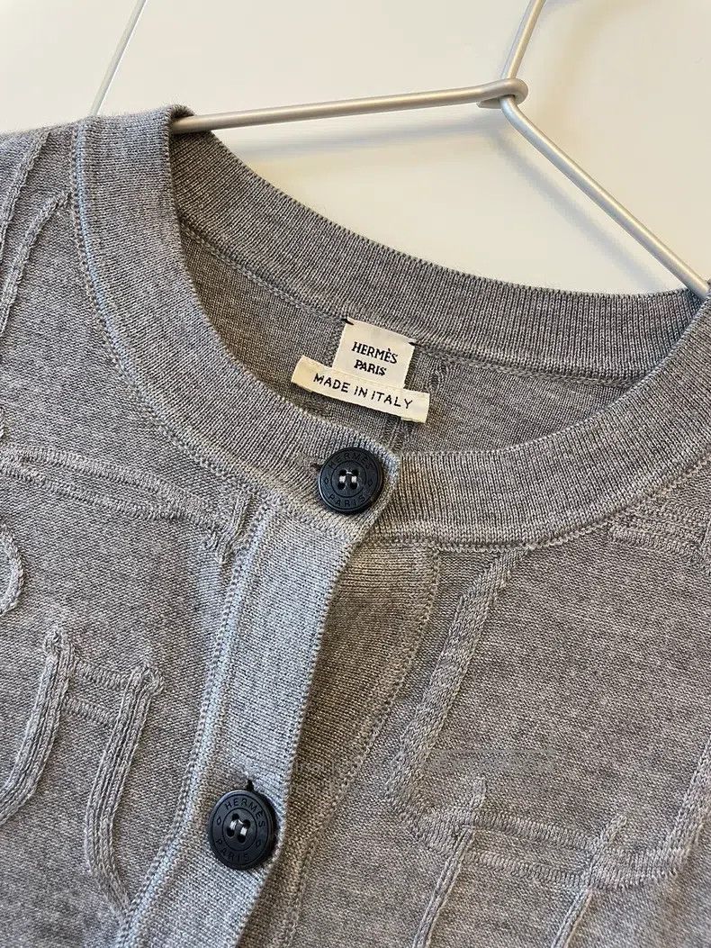 Hermes Hermes Jacquard Knit Gray Cardigan Size XS / US 0-2 / IT 36-38 - 3 Thumbnail
