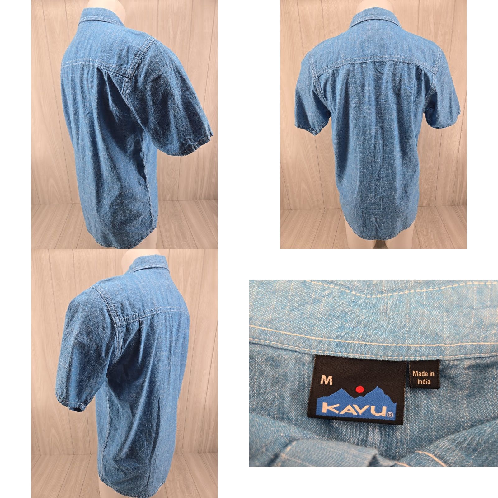 KAVU KAVU Shirt Mens Medium Solid Blue Outdoor Pocket Short Sleeve Casual Cotton Shirt Size US M / EU 48-50 / 2 - 8 Thumbnail