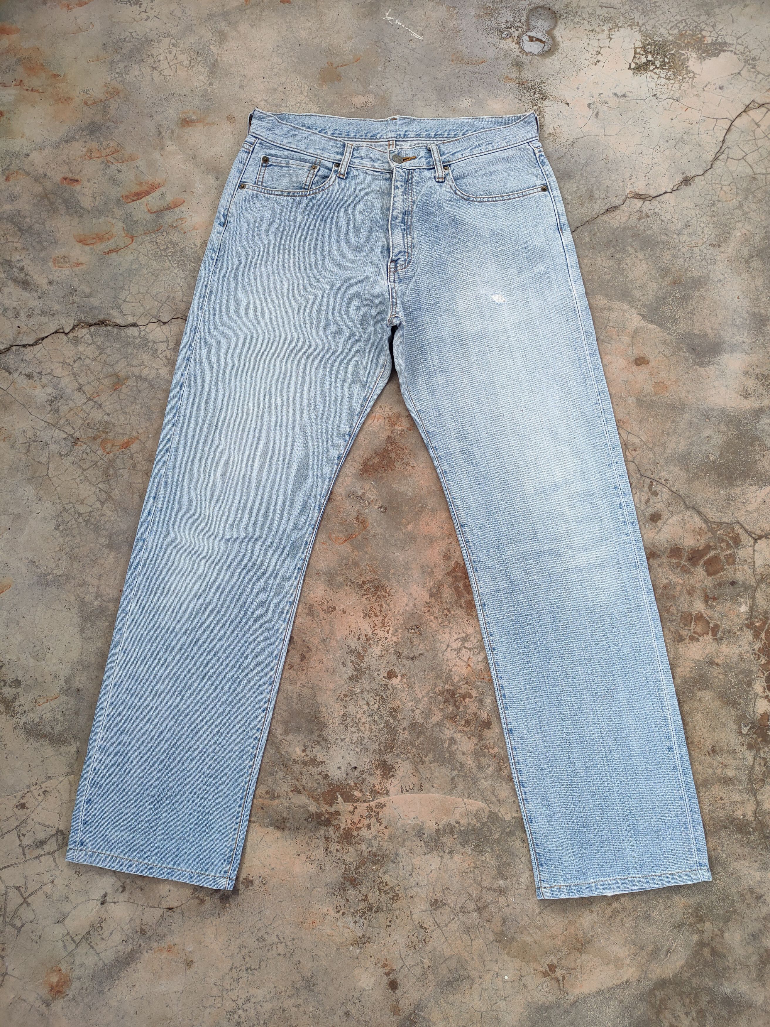 Japanese Brand × Jean × Vintage W35 VINTAGE JAPAN STRAIGHT FADED DISTRESSED JEAN DENIM PANTS Size US 35 - 1 Thumbnail