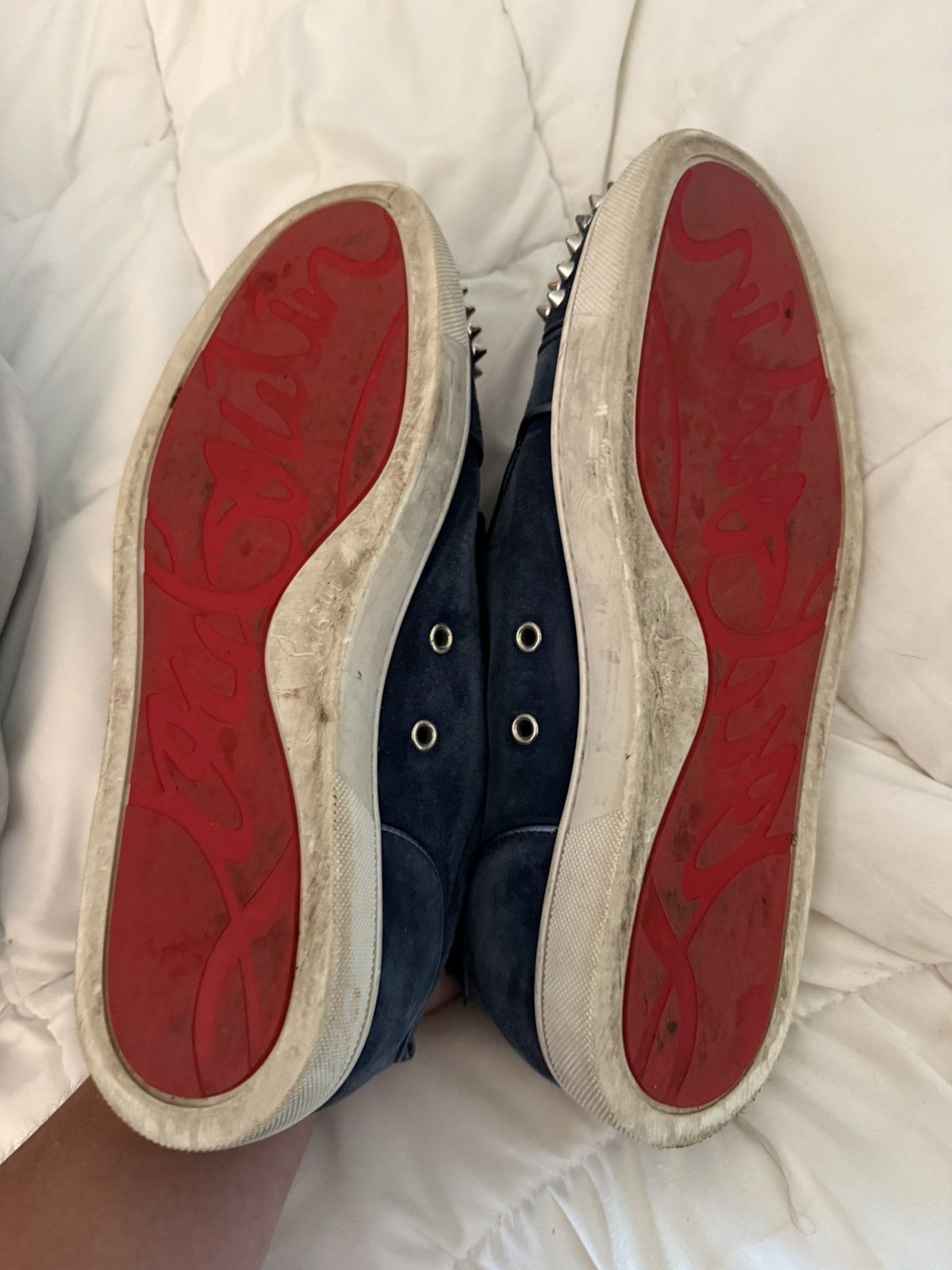 Christian Louboutin Christian Louboutin Blue Suede Spike Trainers Size US 9 / EU 42 - 10 Thumbnail