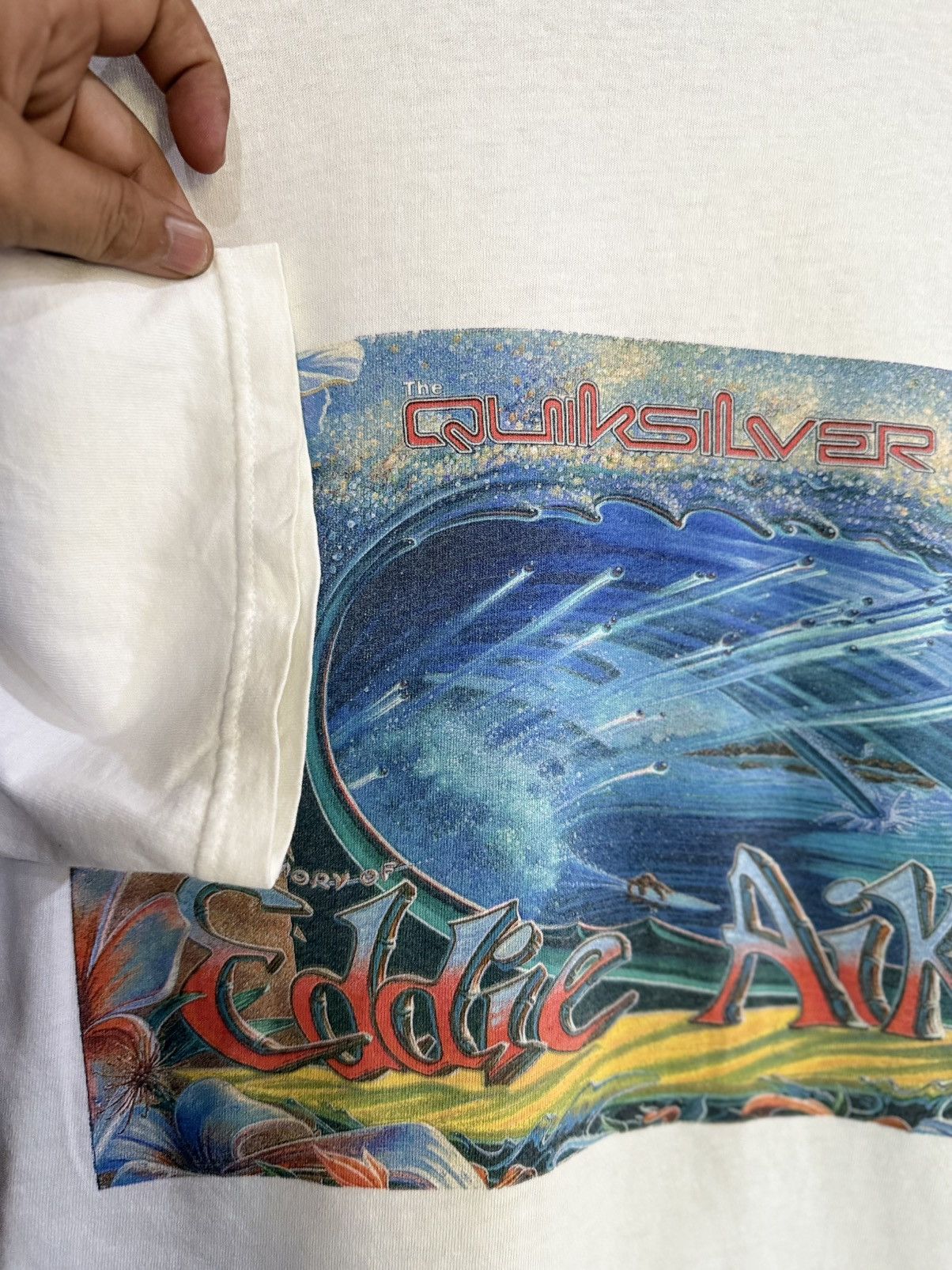 Quiksilver Vintage 90s The Quiksilver Eddie Aikau Surface Faded Tee Size US M / EU 48-50 / 2 - 7 Thumbnail