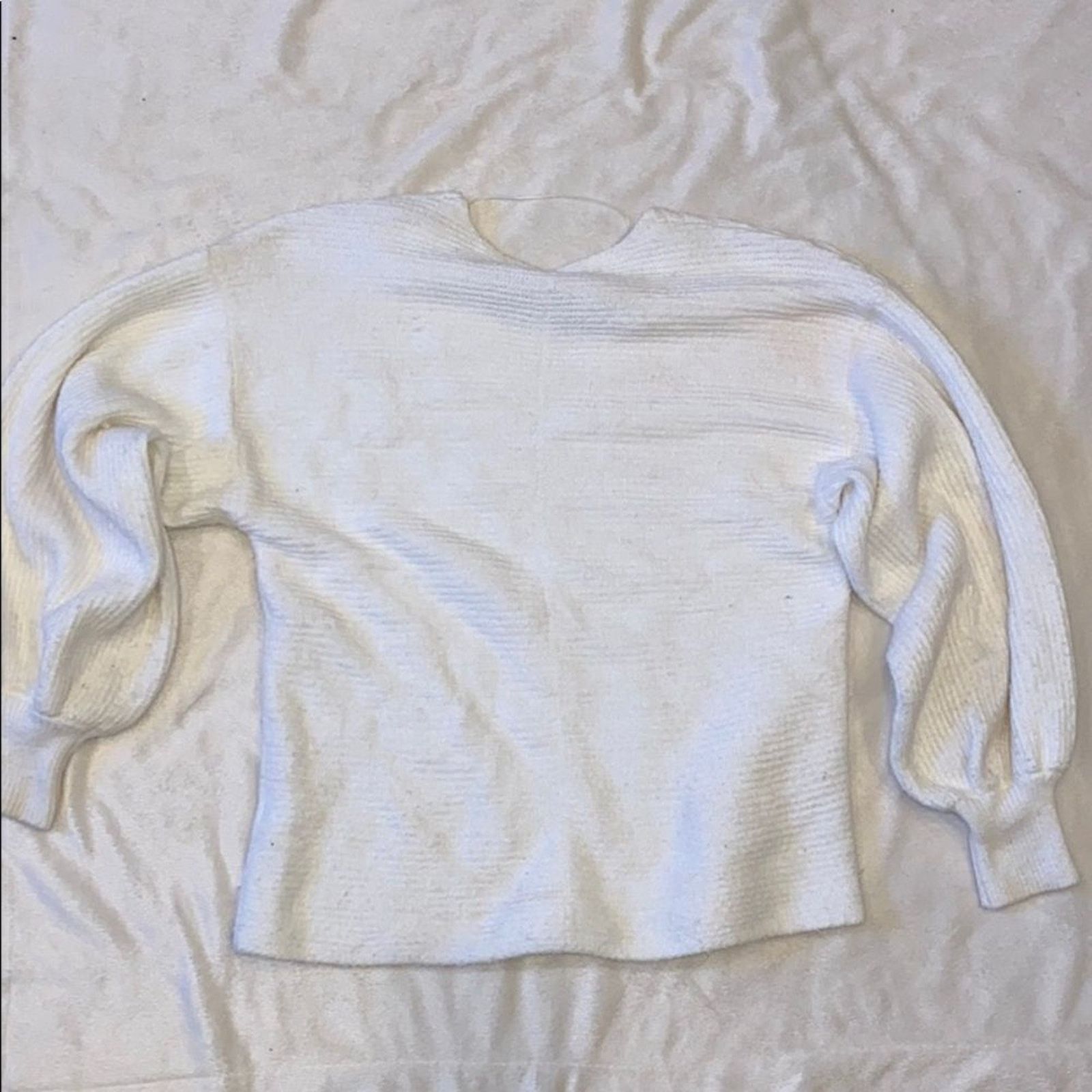 Other 1.State White Balloon Puff Sleeve V-Neck Sweater | Sz XS Size XS / US 0-2 / IT 36-38 - 7 Thumbnail