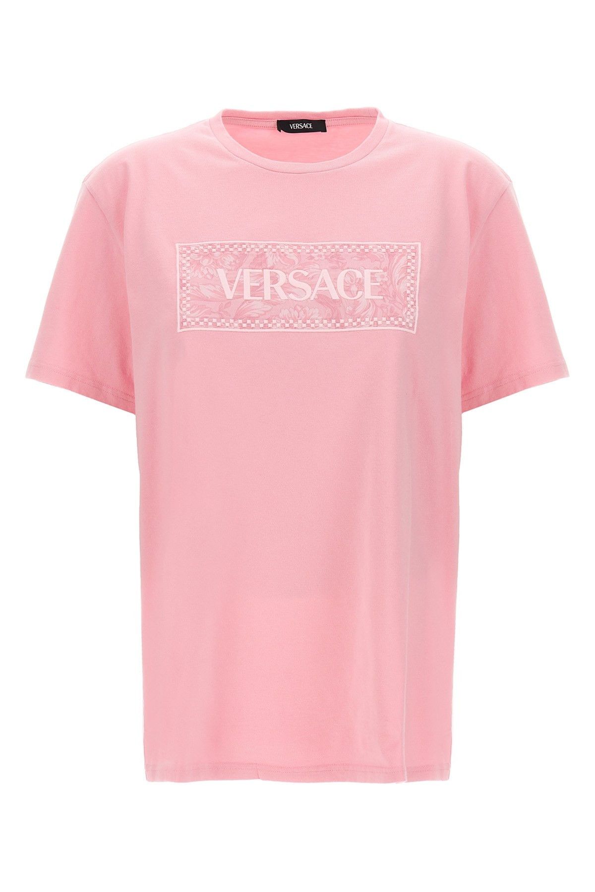 image of Versace Logo T-Shirt in Pink, Women's (Size XS)