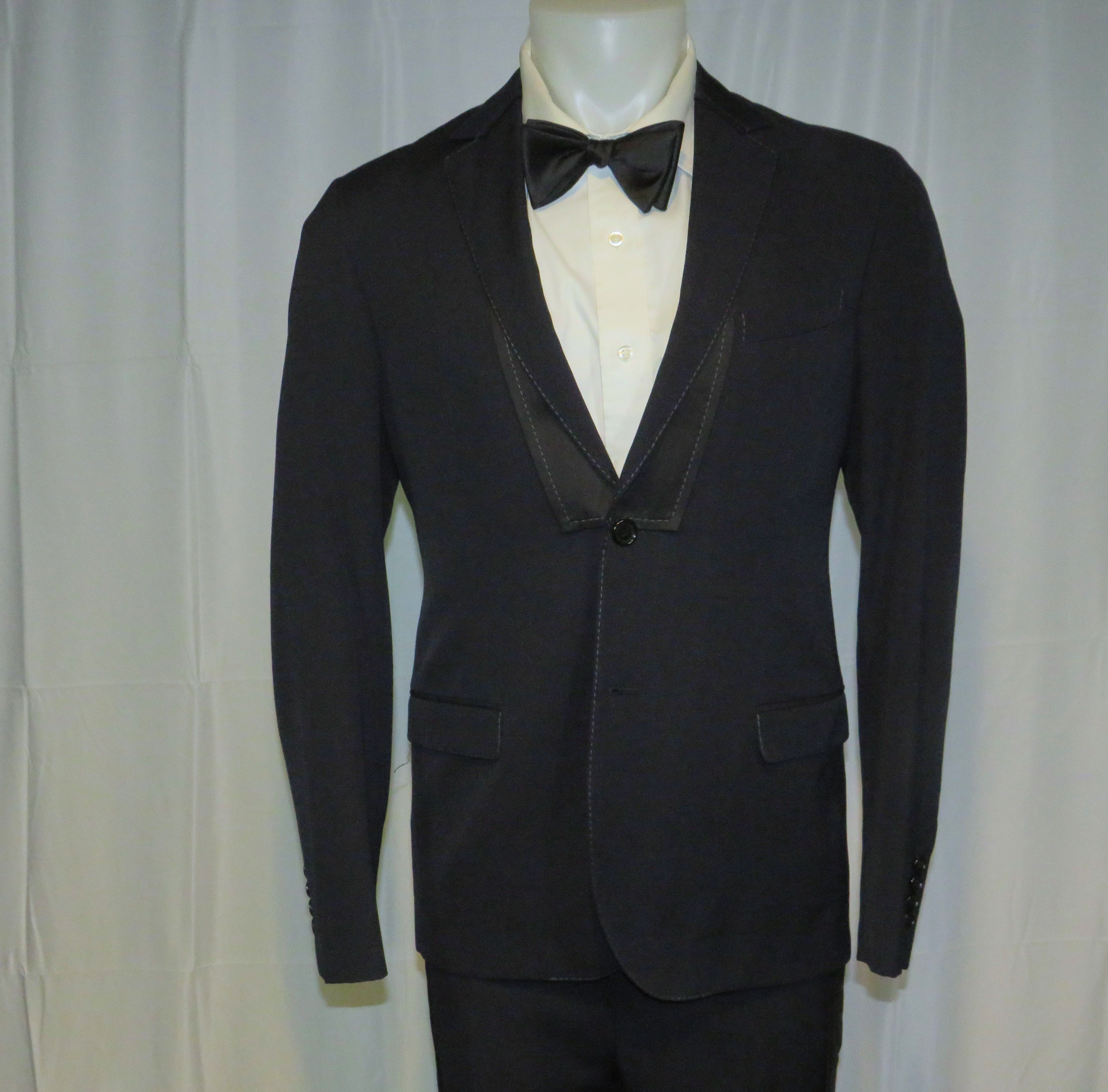 Lanvin Current Navy Blue Barathea Two Button Formal Suit 40R Size 40R - 3 Thumbnail