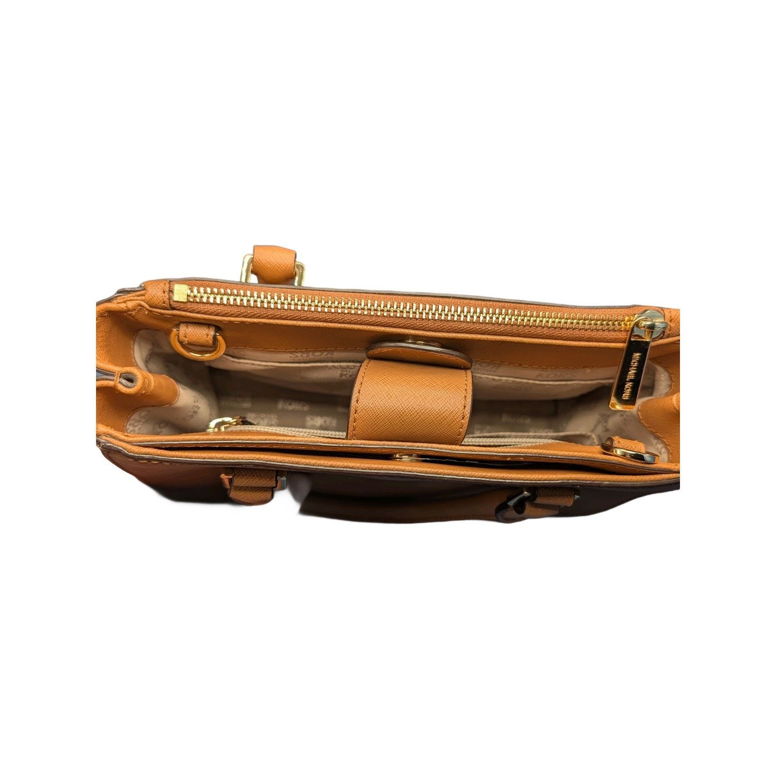Michael Kors Michael Kors Kellen Satchel Brown PVC-Leather Accents-Gold Size ONE SIZE - 7 Thumbnail