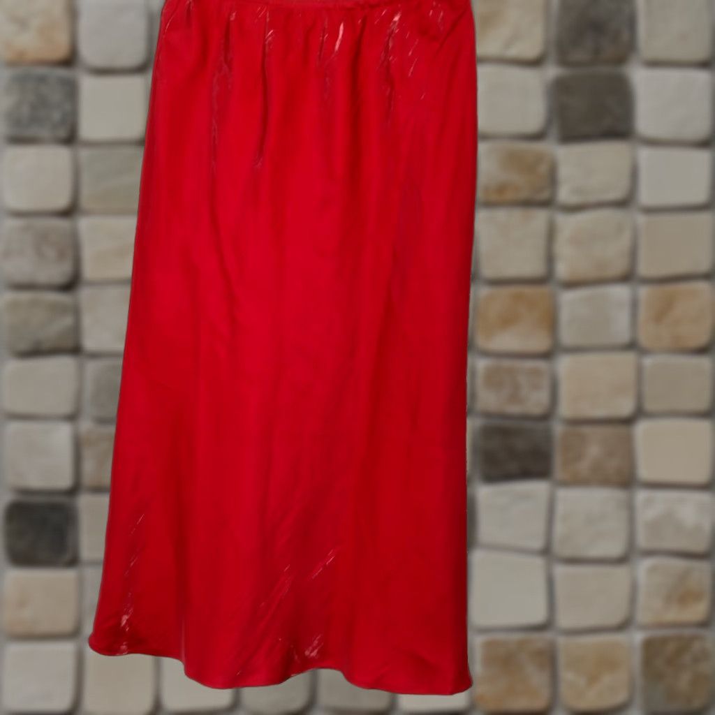 Vintage Vintage Venezia Y2K Slip Skirt Size 18/20 Long A-Line Red Shimmer Crinkle Sweetheart Size 40" / US 18 - 1 Thumbnail