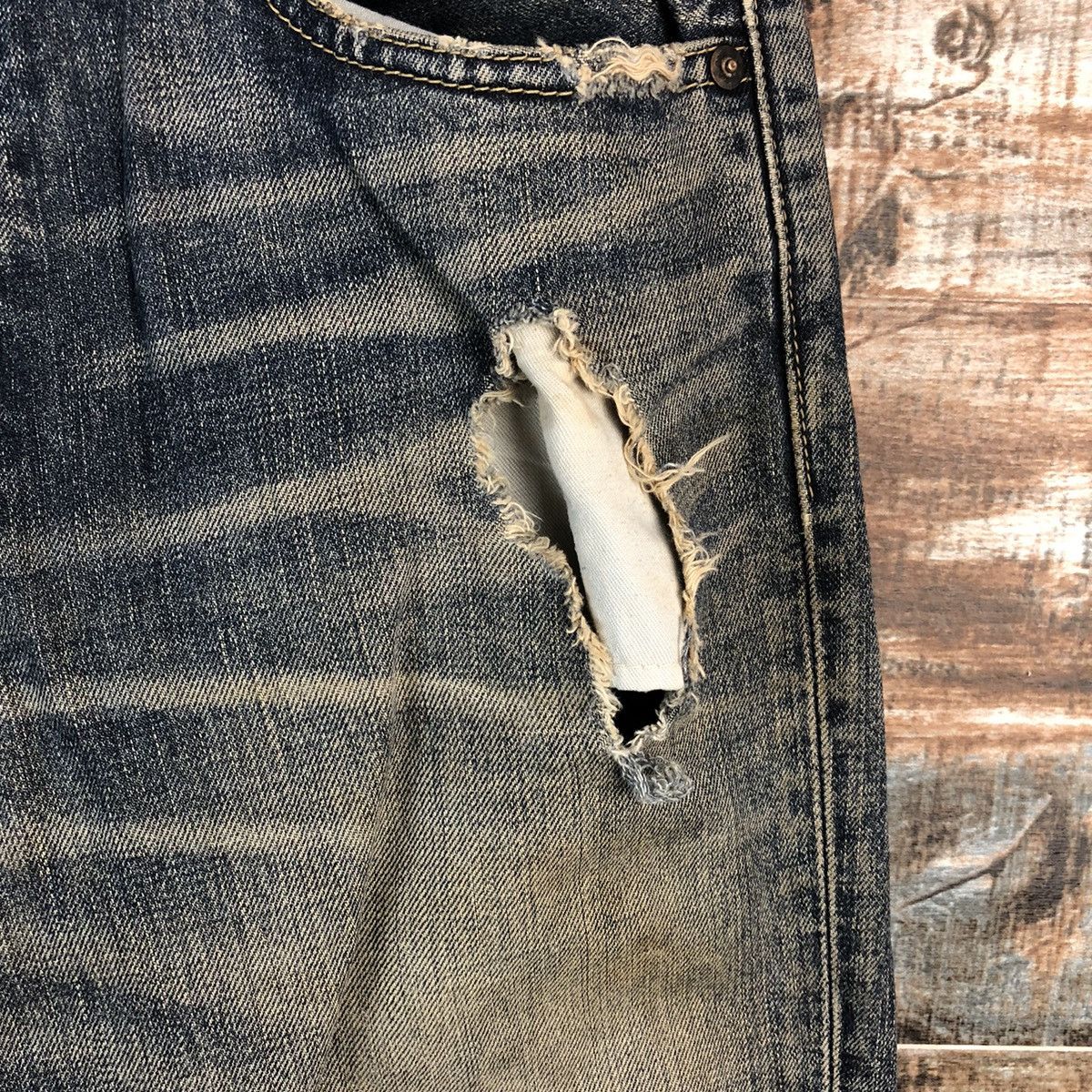 Levi's 503 Levis Blue ripped distressed Denim jeans #A2615 Size US 30 / EU 46 - 10 Thumbnail