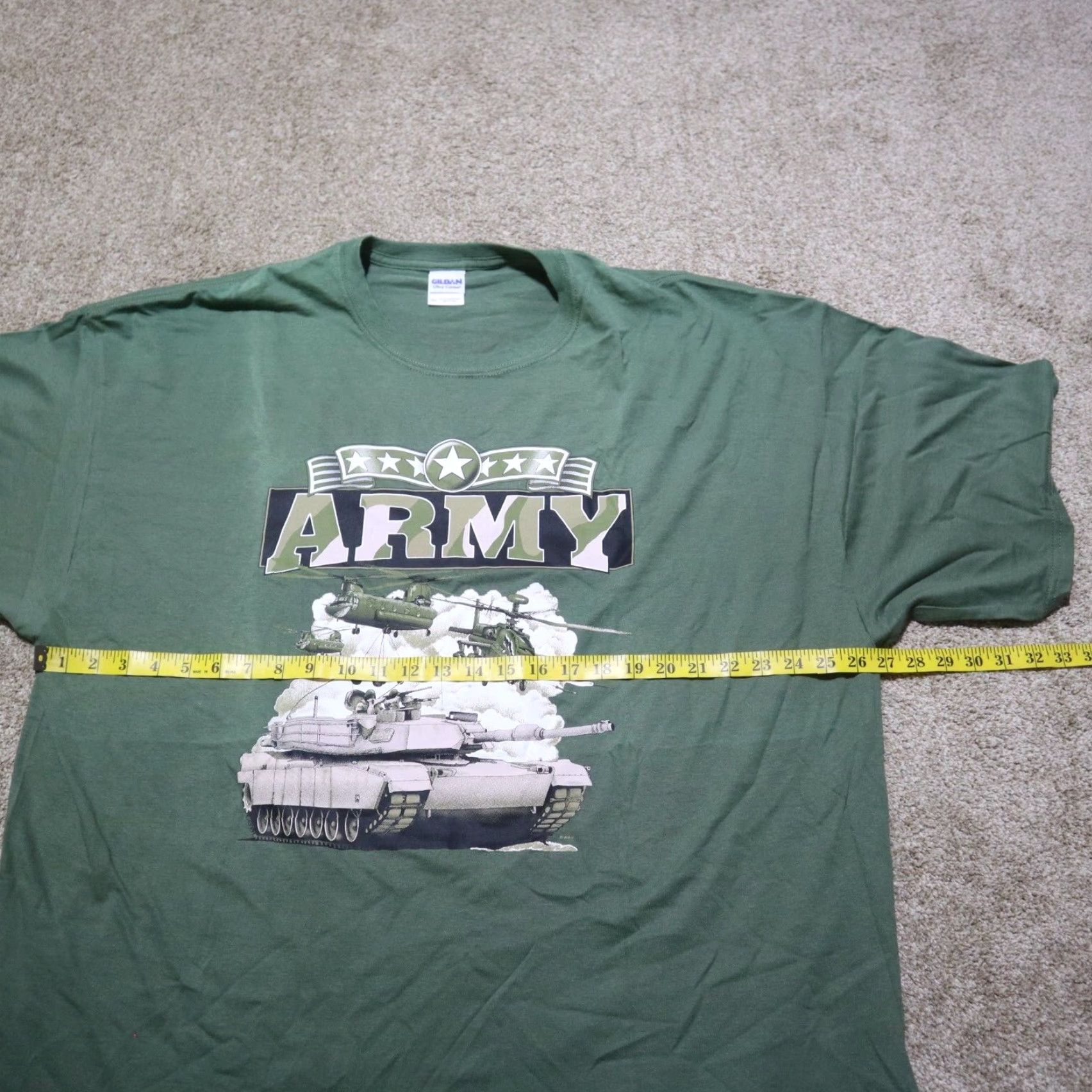 Vintage US ARMY Shirt Adult 3XL Green Short Sleeve Crew Neck Big Print Army Theme Mens Size US XXL / EU 58 / 5 - 4 Thumbnail