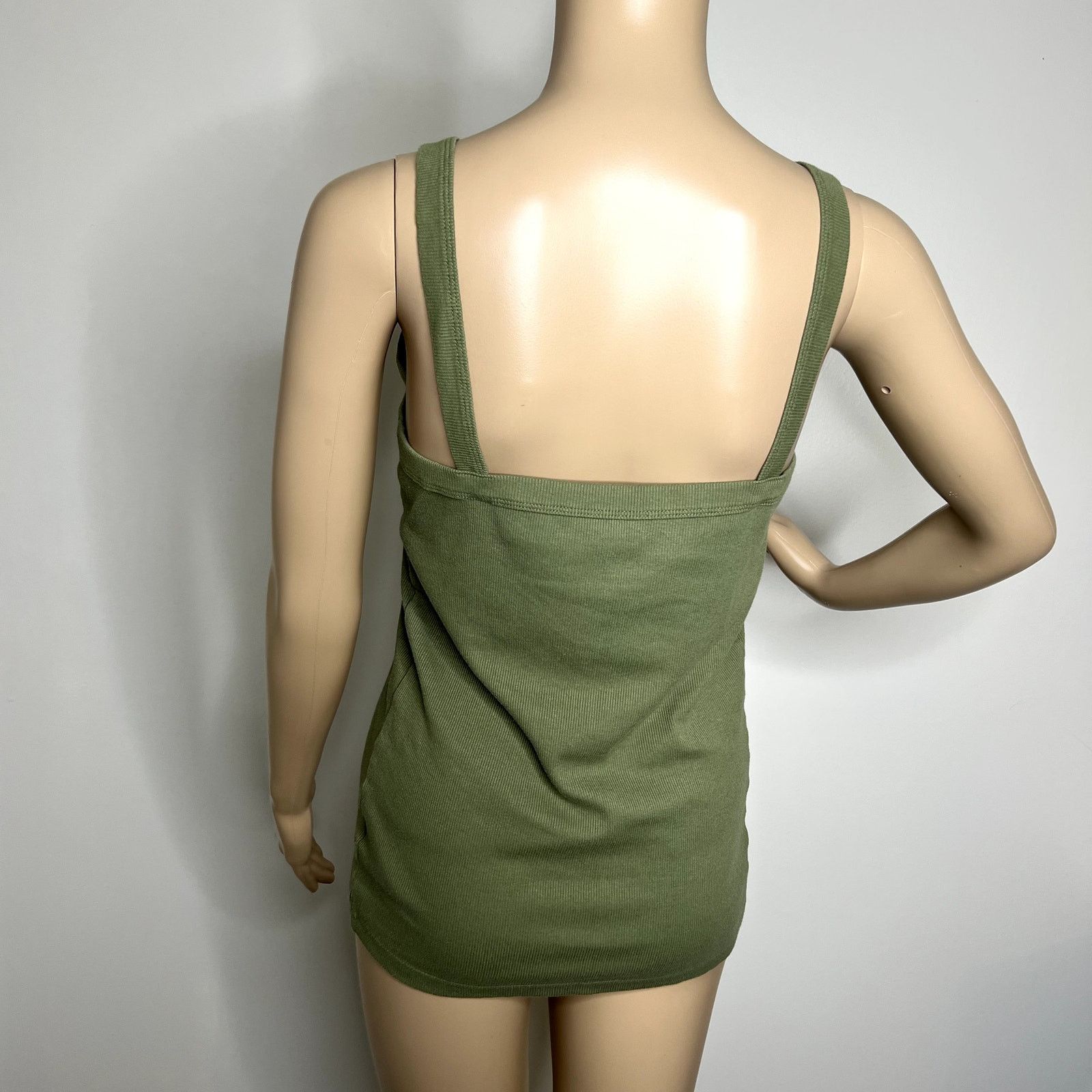 Old Navy Old Navy Green Ribbed Slim Fit Tank Top Size L / US 10 / IT 46 - 3 Thumbnail