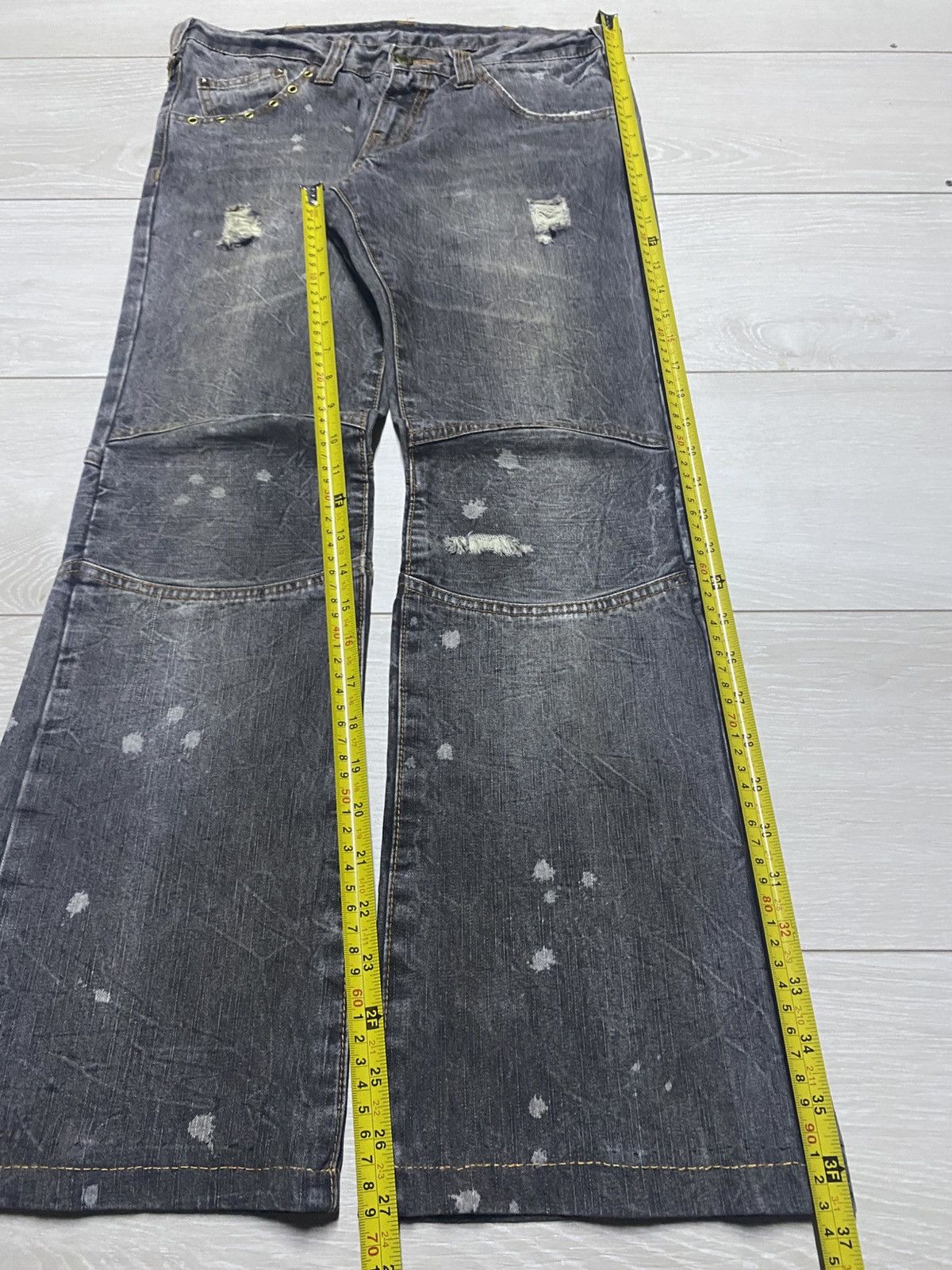 If Six Was Nine Vintage Japanese Brand Avant Garde Double Knee Flare Jeans Size US 31 - 16 Thumbnail