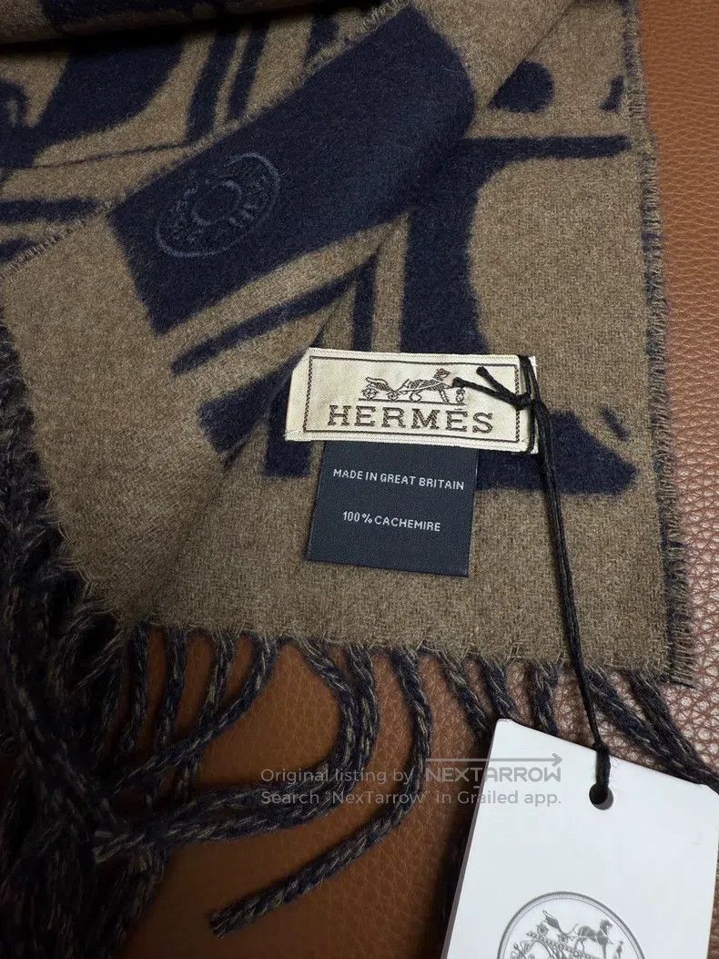 Hermes Hermes size 150*25cm Double-faced cashmere fringe scarf Size ONE SIZE - 4 Thumbnail