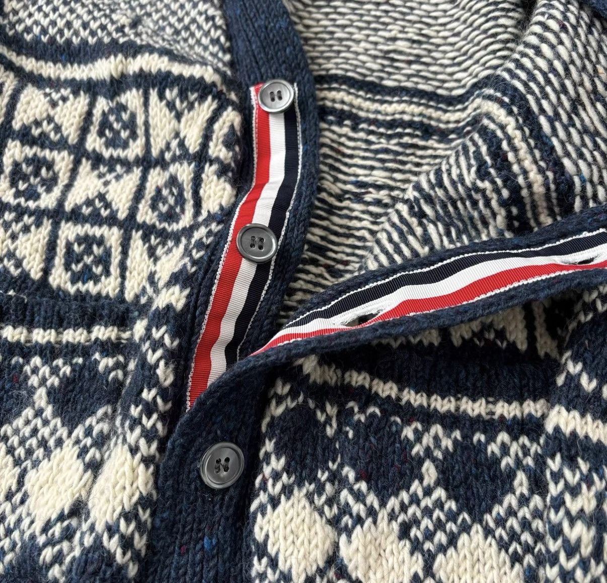 Thom Browne Thom Browne Jacquard Stripe Wool Knit Cardigan Size US XS / EU 42 / 0 - 4 Thumbnail
