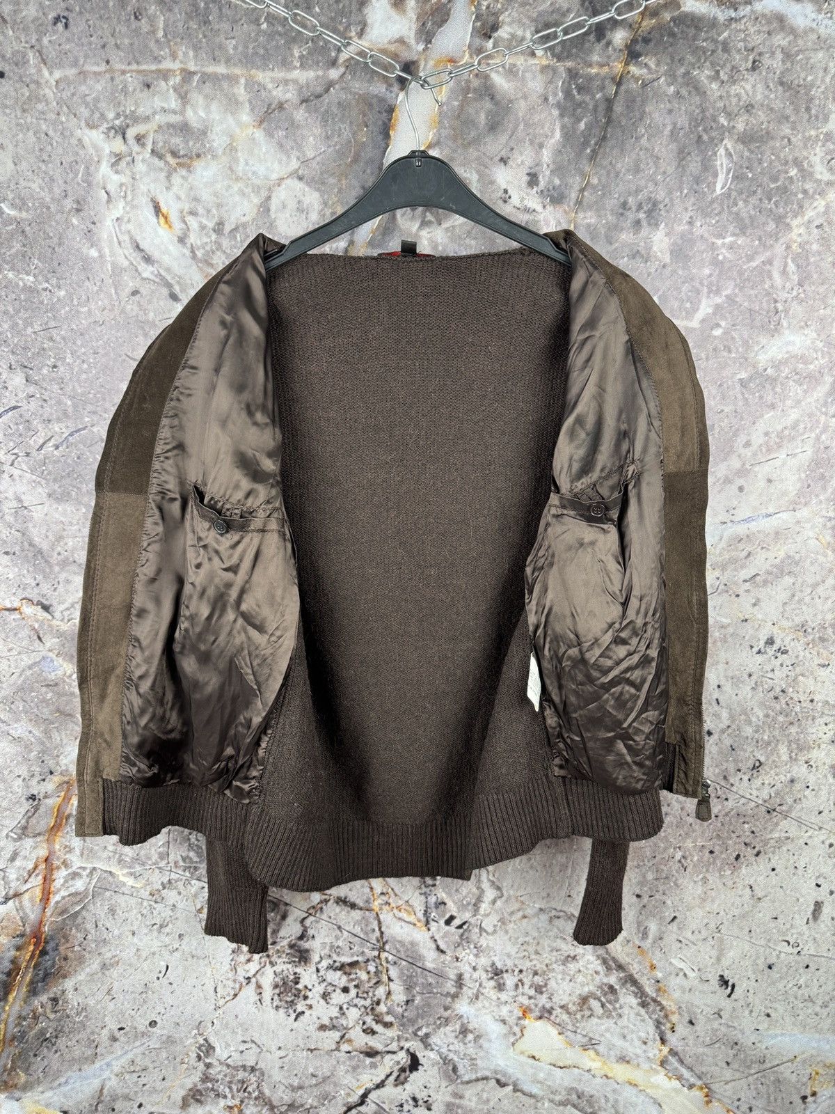 Torras Torras Brown Suede Front Knit Sleeve Zip Jacket Size USA38 Size US M / EU 48-50 / 2 - 9 Thumbnail
