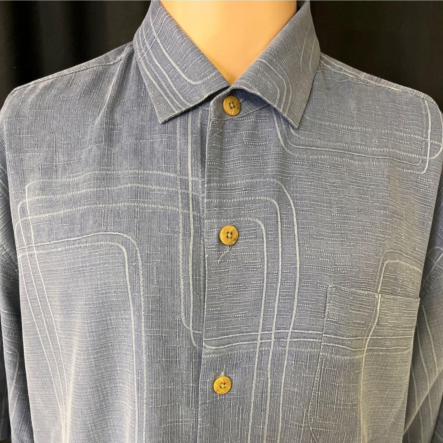 Tommy Bahama Tommy Bahama Men's Blue Silk Shirt/Button Up Sz L SKU 4443 Size US L / EU 52-54 / 3 - 2 Thumbnail