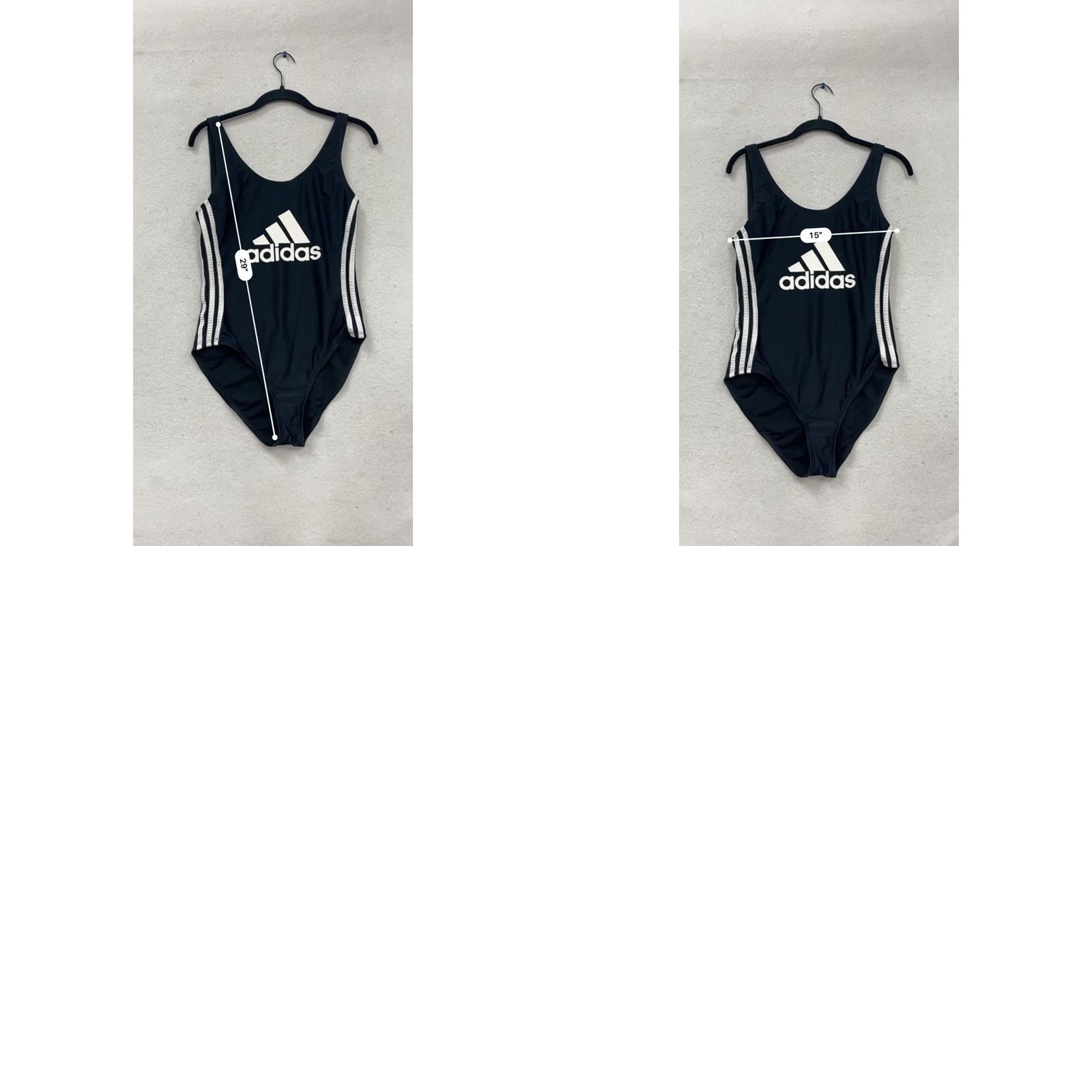 Adidas Adidas One Piece Swimsuit Black White Striped Logo Womens L Size ONE SIZE - 8 Thumbnail