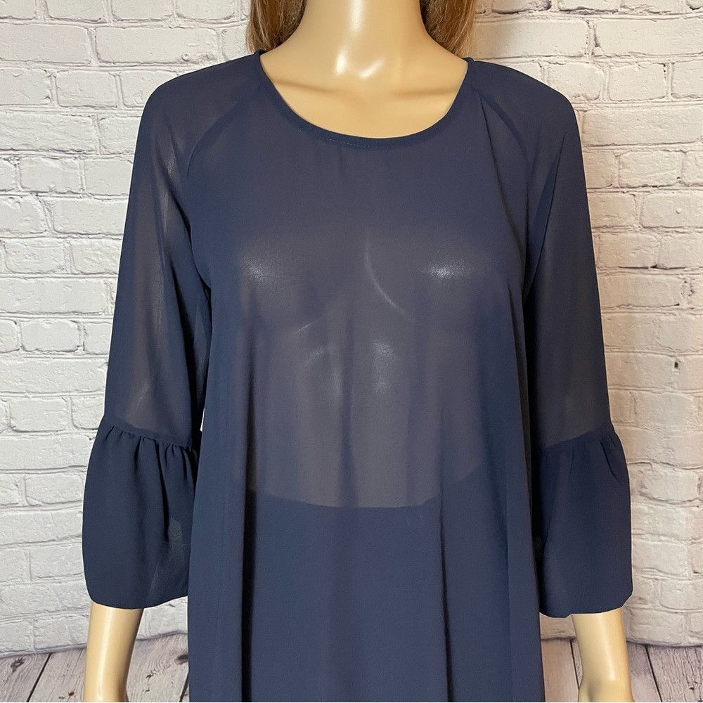 Other Kate Blue Chiffon Bell Sleeve Made in Italy Blouse Size S Size S / US 4 / IT 40 - 3 Thumbnail
