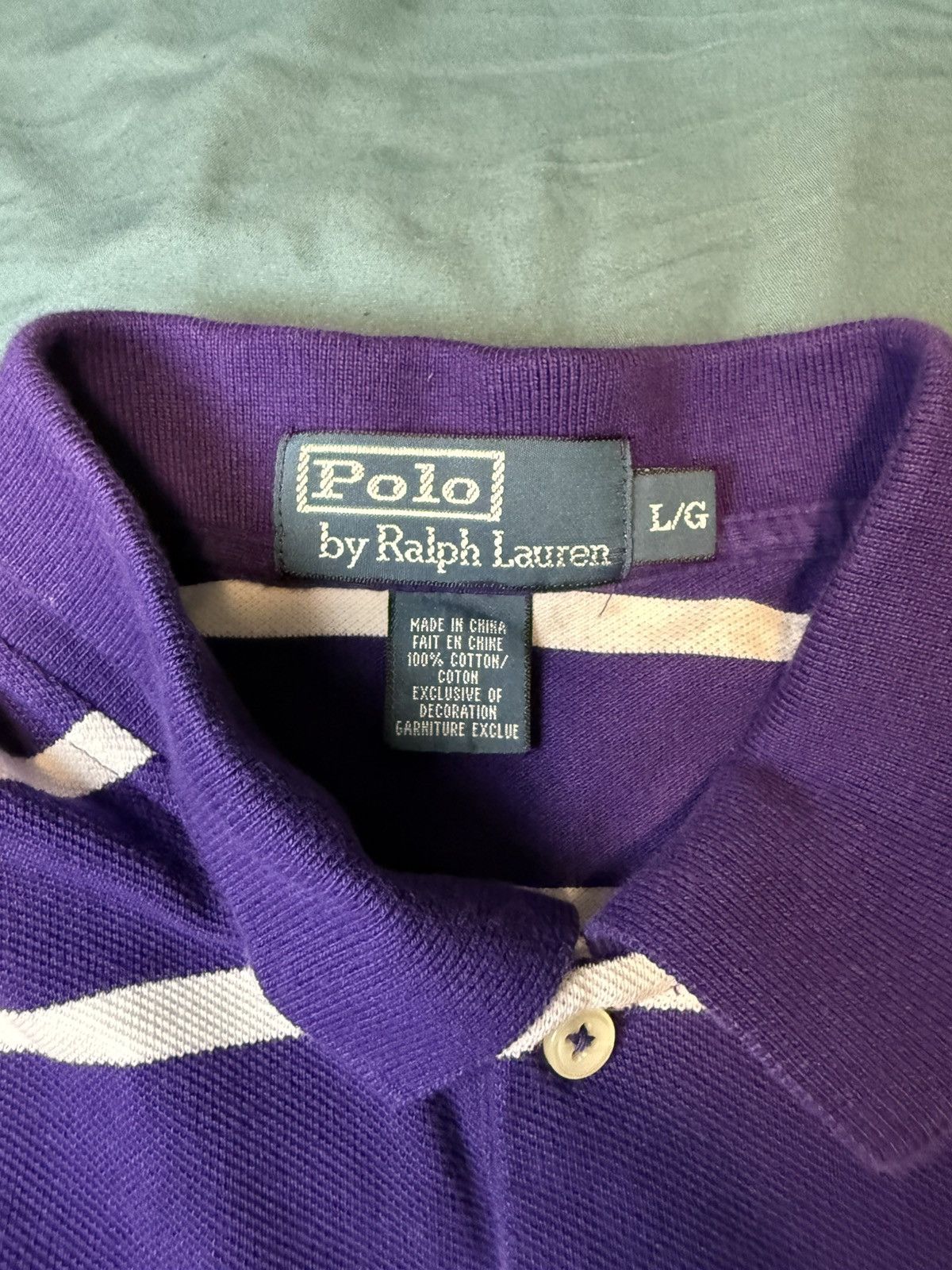 Polo Ralph Lauren Polo Ralph Lauren Purple Stripe Vintage Polo Size US L / EU 52-54 / 3 - 6 Thumbnail