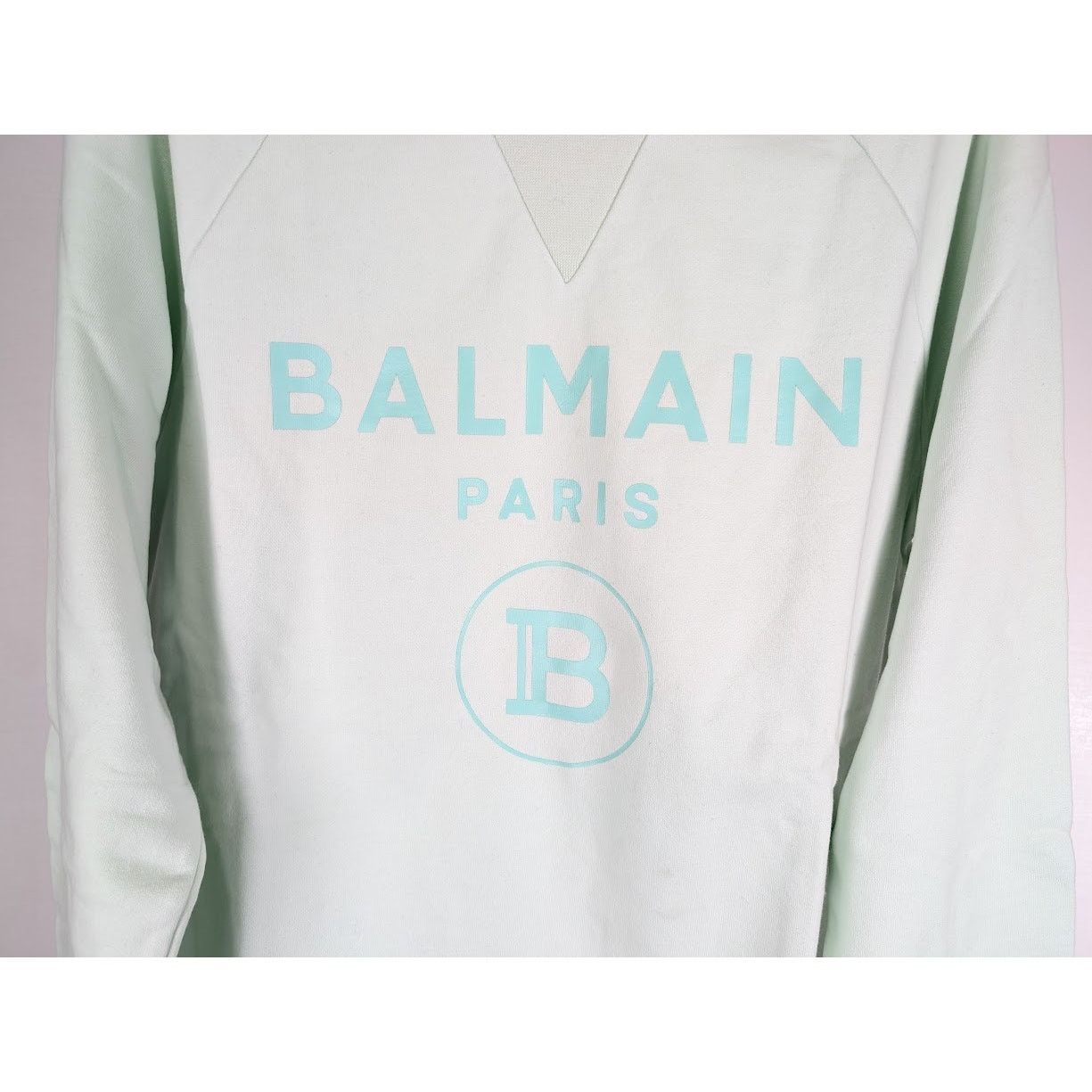Balmain o1rshd1 Crewneck With B Logo in Light Mint Green Size US M / EU 48-50 / 2 - 4 Thumbnail