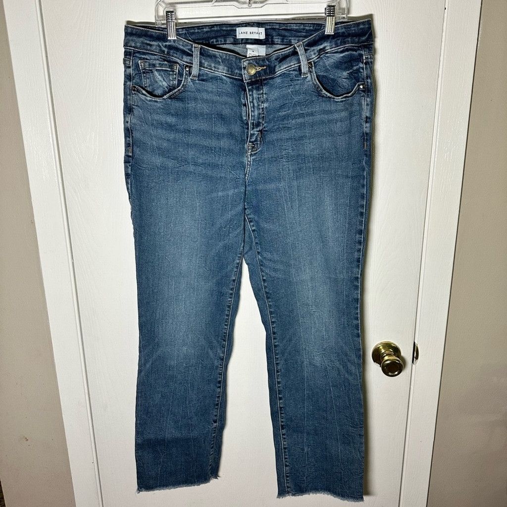 Other Lane Bryant 18 Blue Jeans w/ Whiskering and Frayed Hem Size 40" / US 18 - 3 Thumbnail