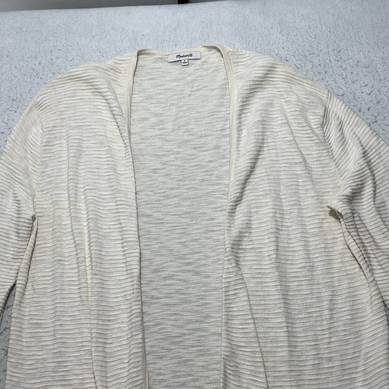Madewell Madewell Cardigan Open Front Ivory Sweater With Pockets Size S / US 4 / IT 40 - 7 Thumbnail